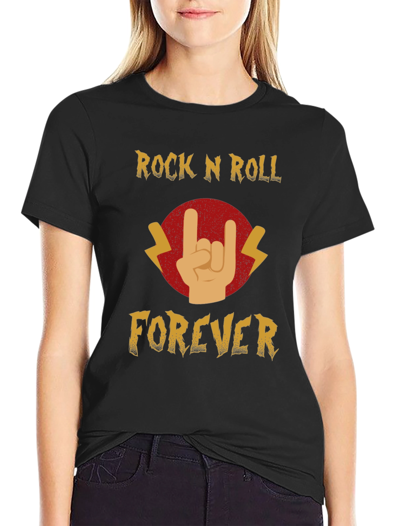 Rock N Roll Forever Black Graphic Tee