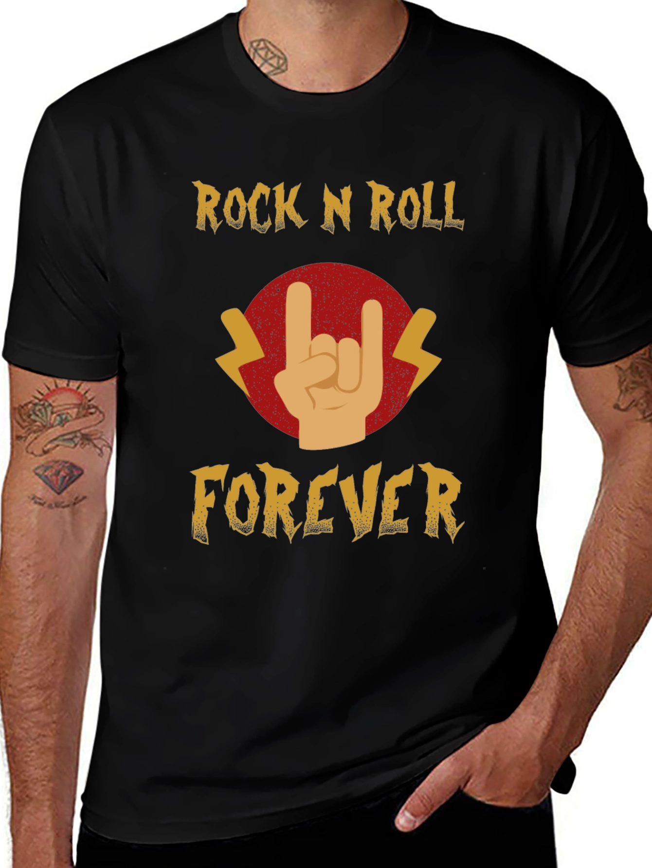Rock N Roll Forever Black Graphic Tee