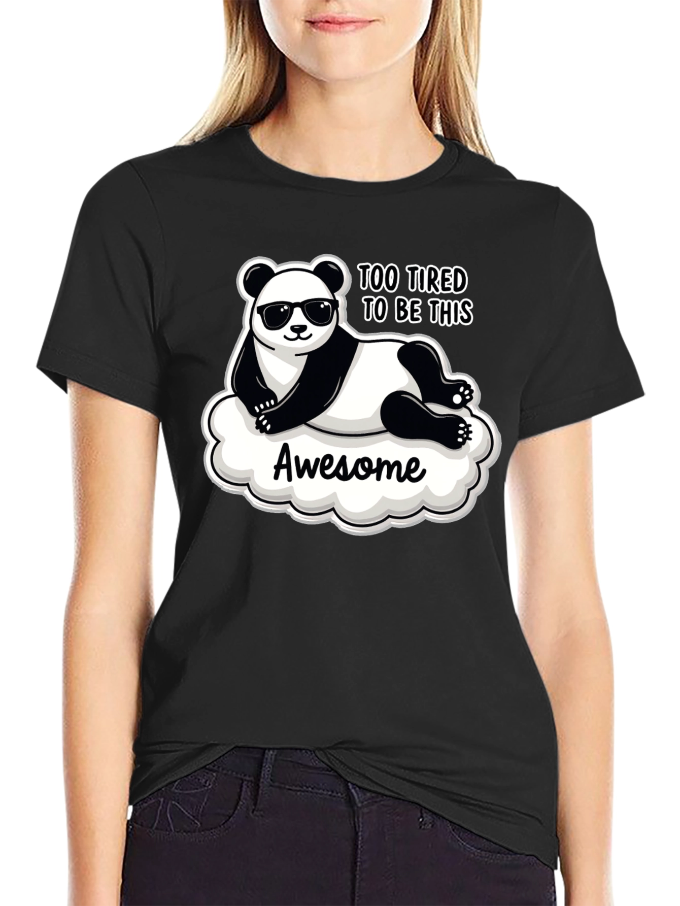 Too Tired Panda Graphic T-Shirt