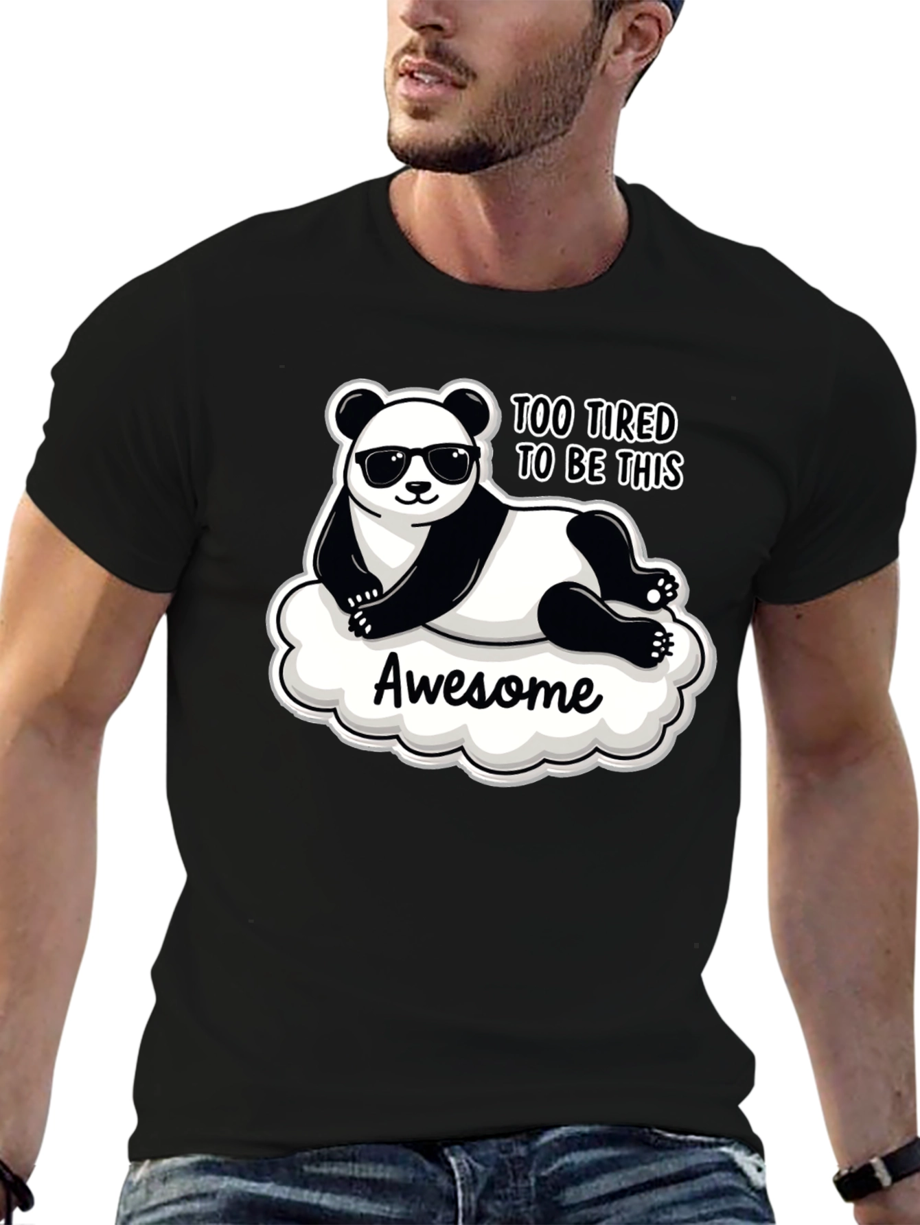 Too Tired Panda Graphic T-Shirt