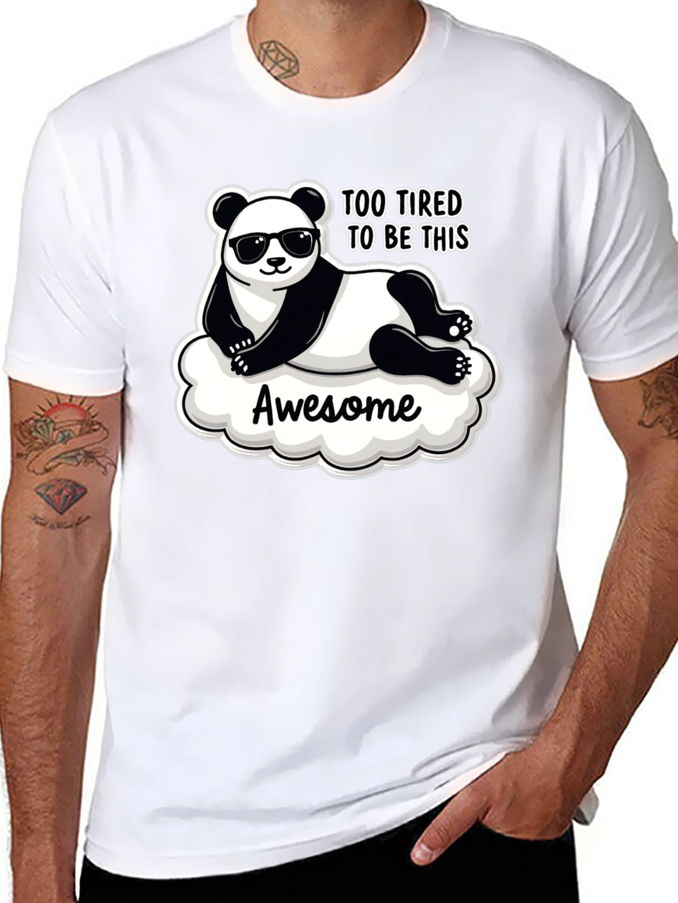 Too Tired Panda Graphic T-Shirt