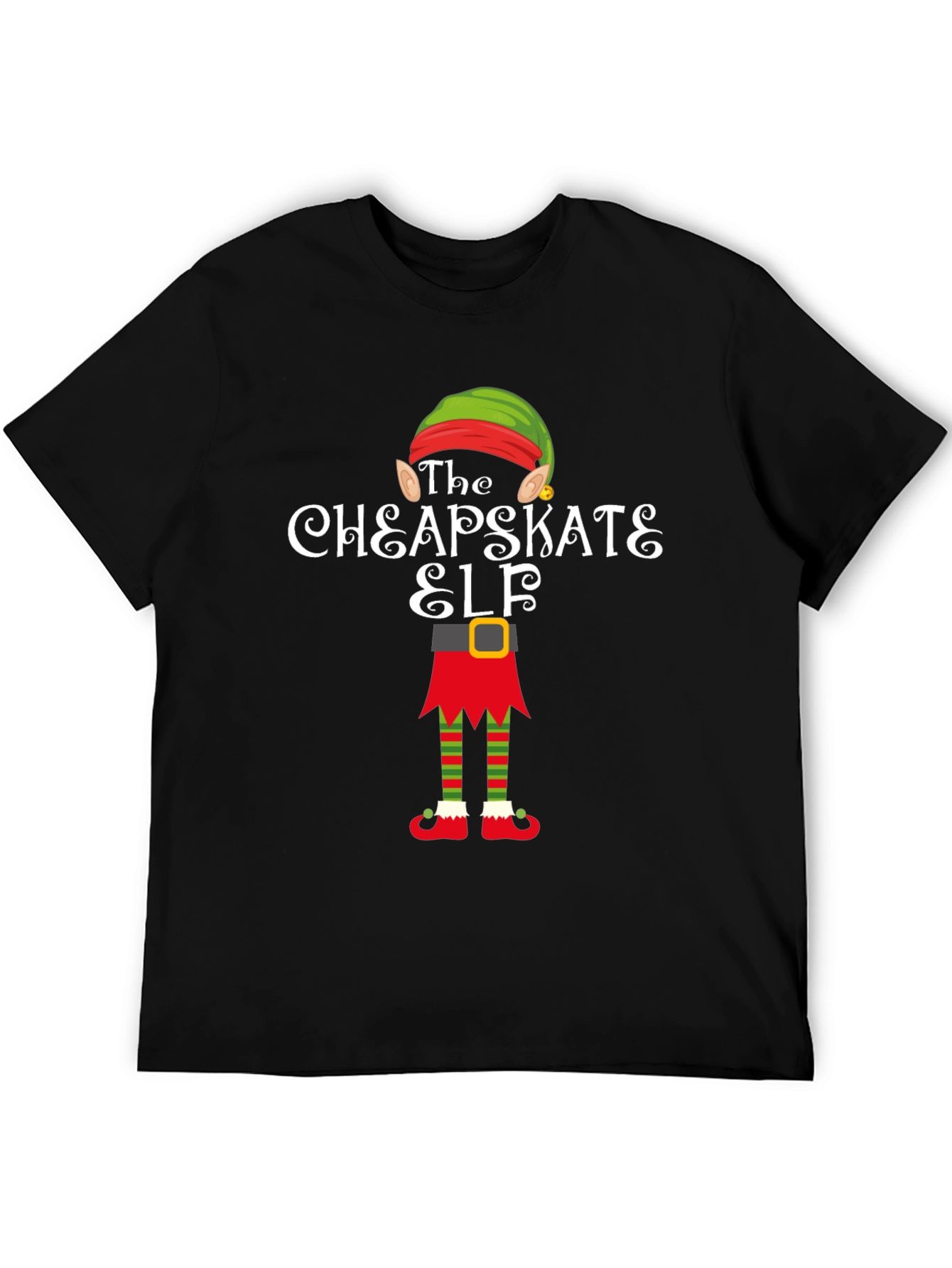 The Cheapskate Elf Black Graphic T-Shirt