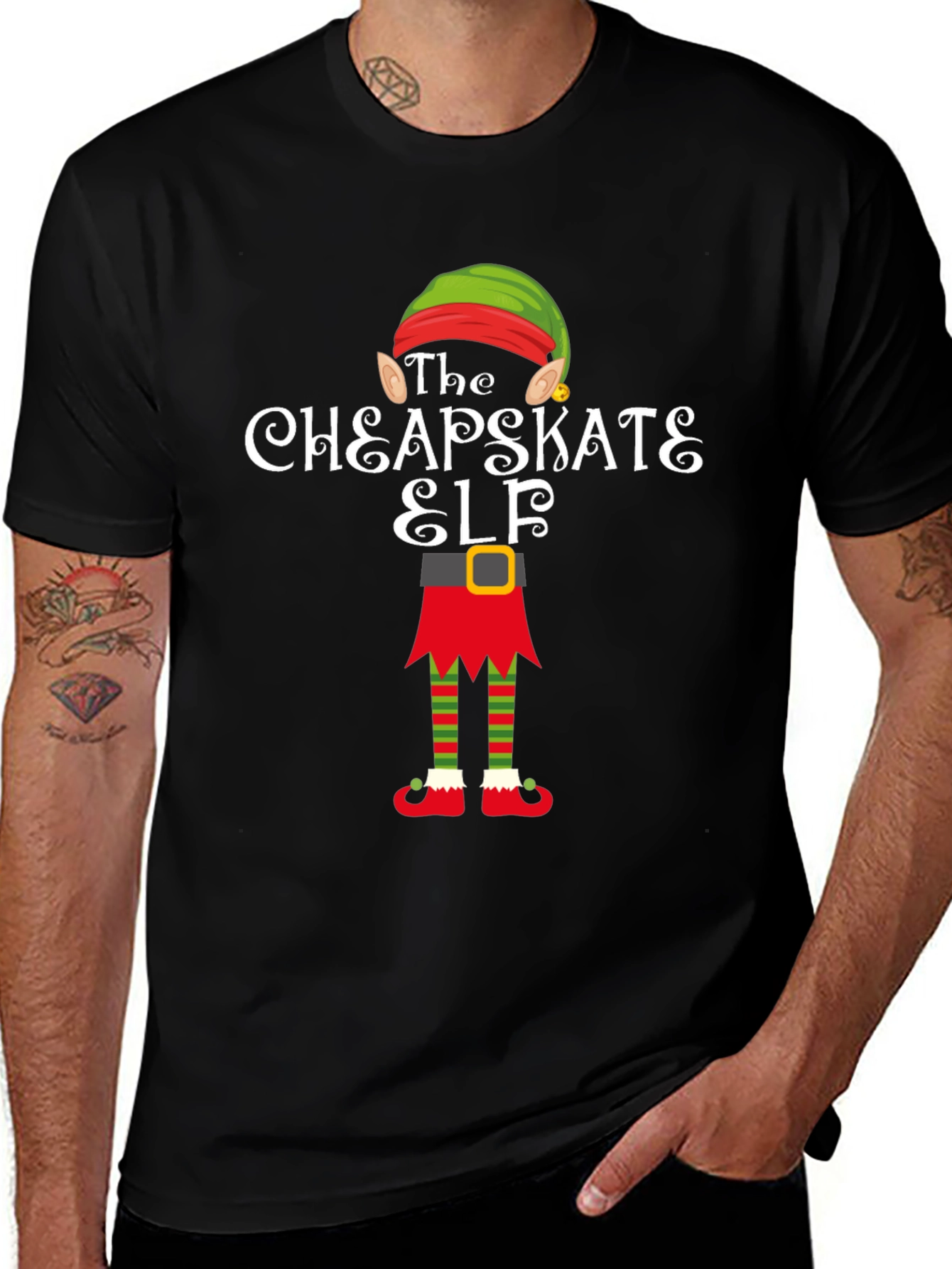 The Cheapskate Elf Black Graphic T-Shirt