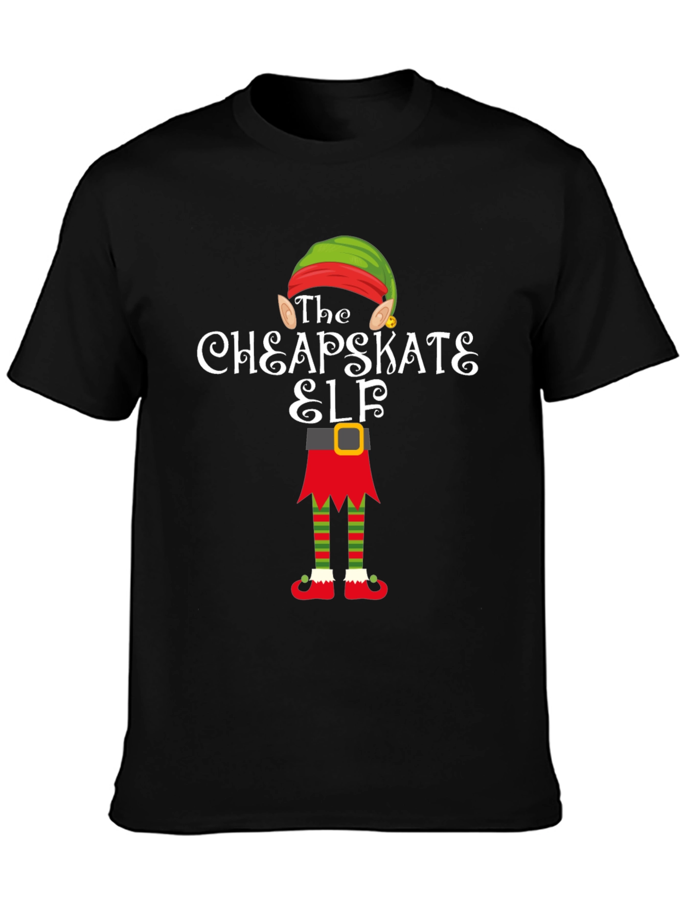 The Cheapskate Elf Black Graphic T-Shirt