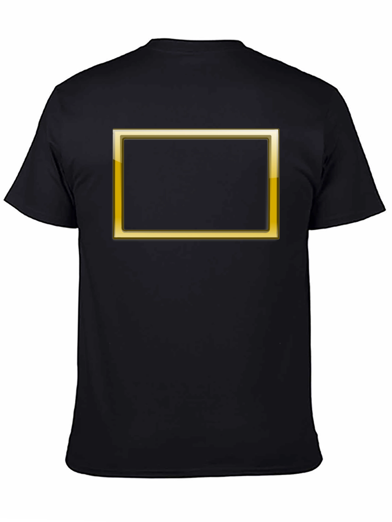 Black Graphic Tee with Gold Border Design