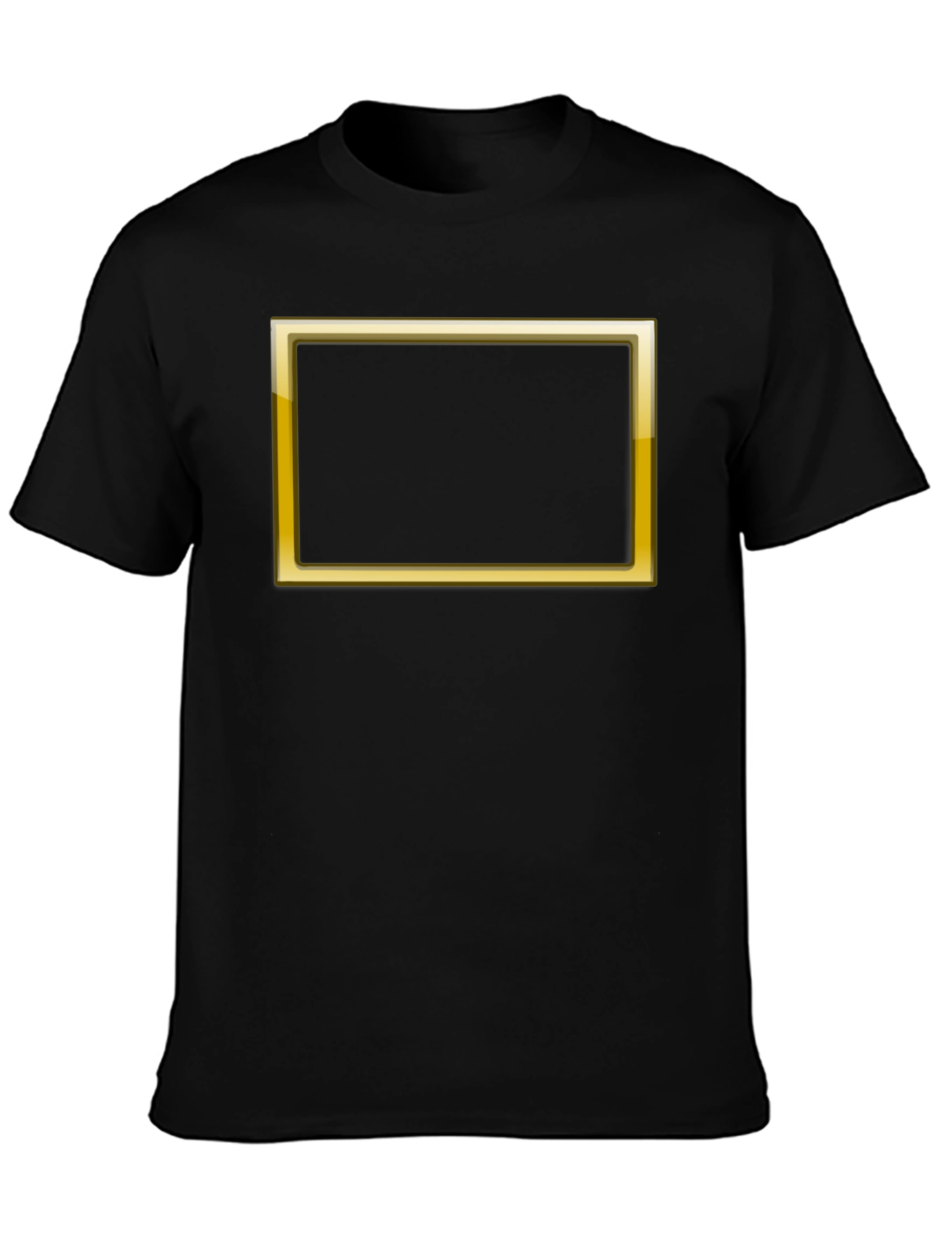 Black Graphic Tee with Gold Border Design