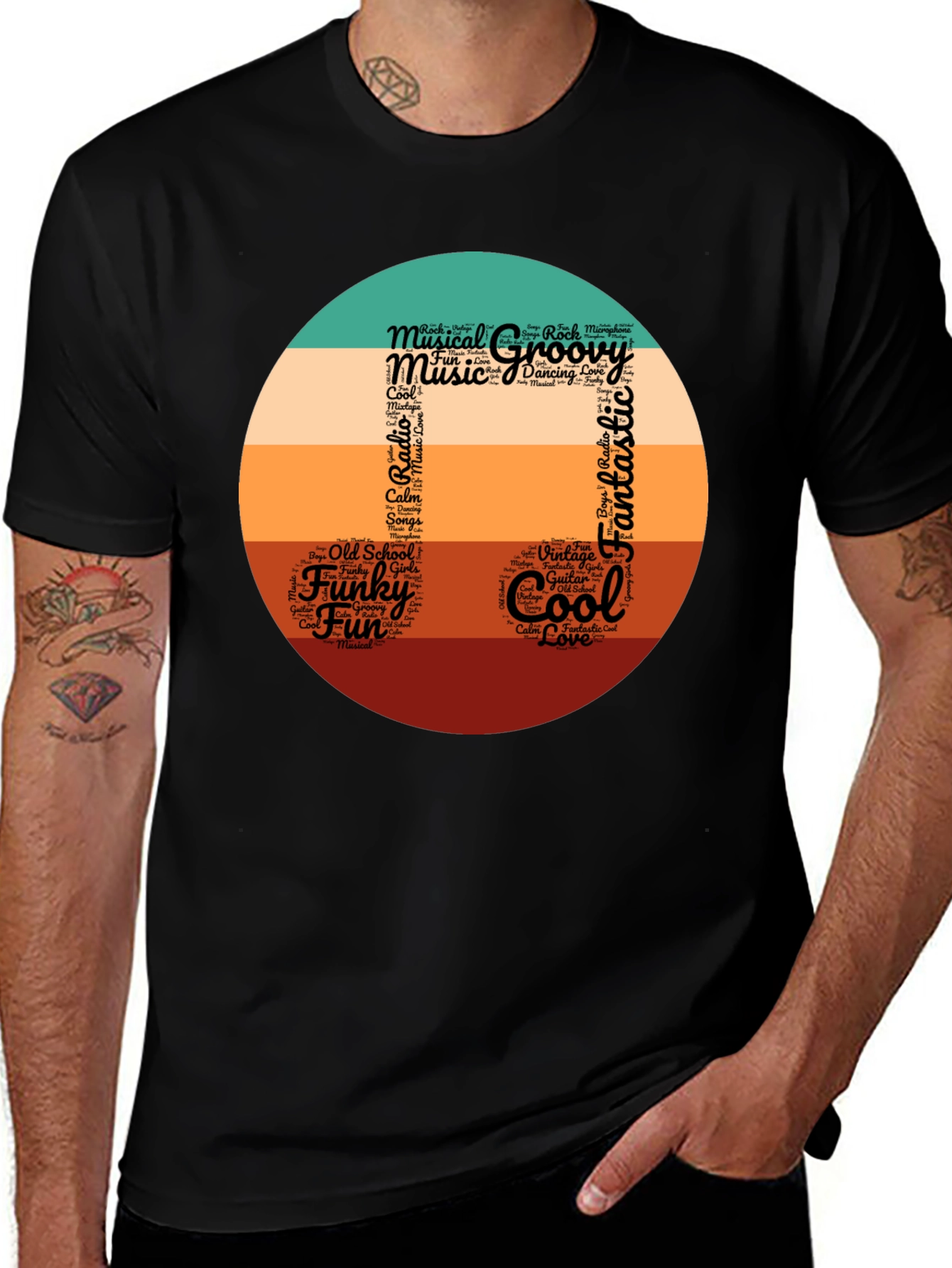 Groovy Musical Note Word Art T-Shirt
