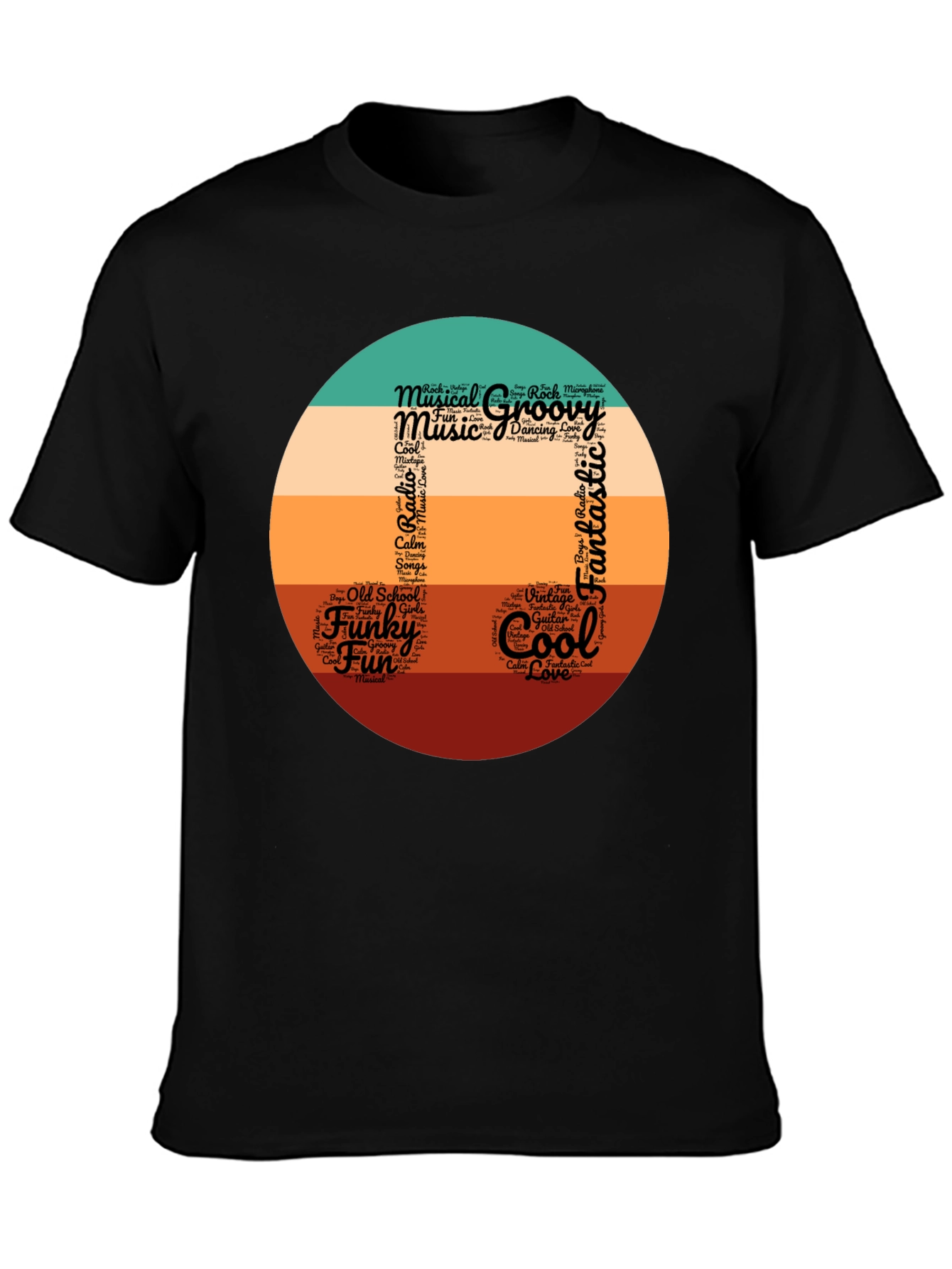 Groovy Musical Note Word Art T-Shirt
