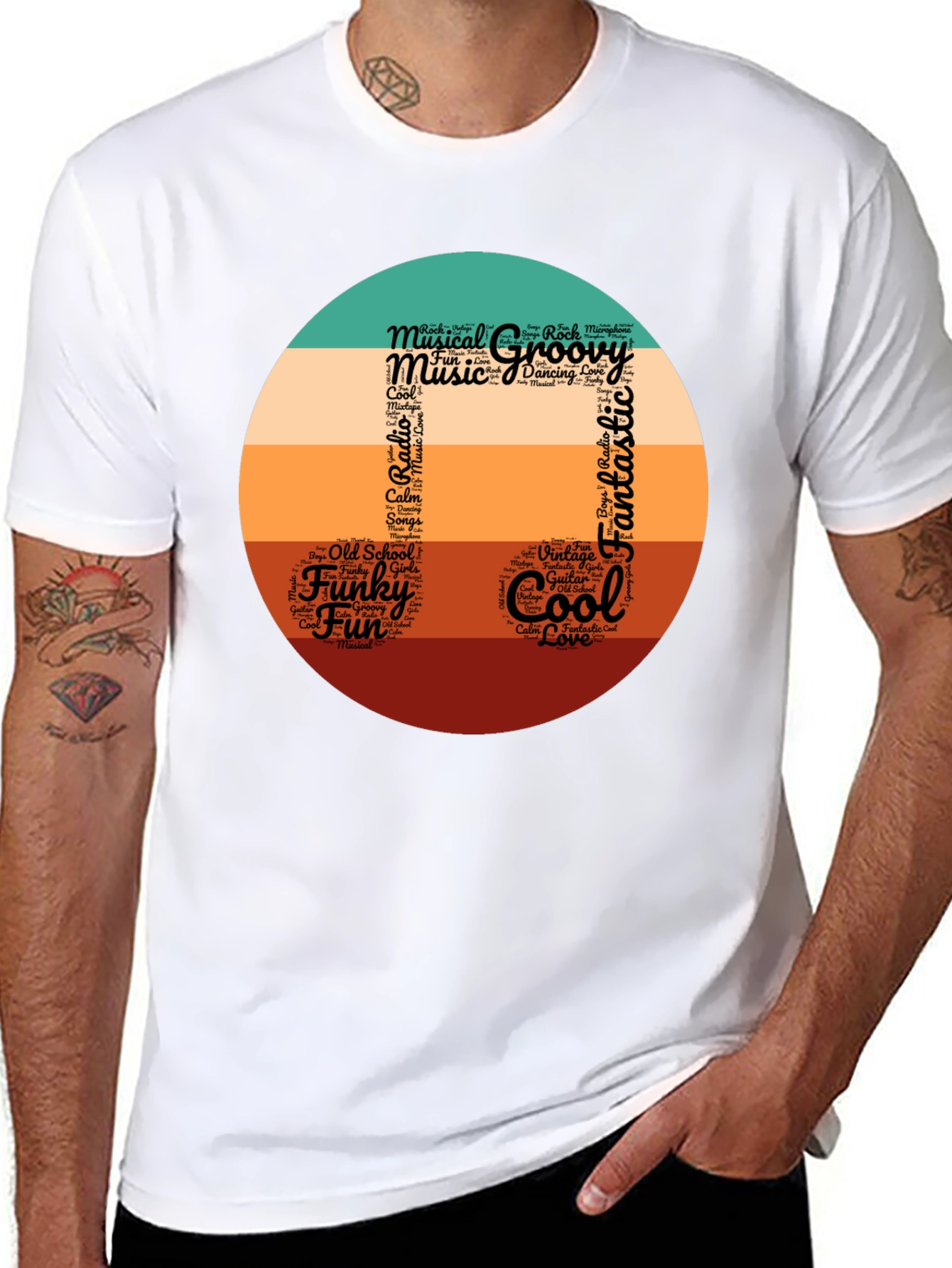Groovy Musical Note Word Art T-Shirt