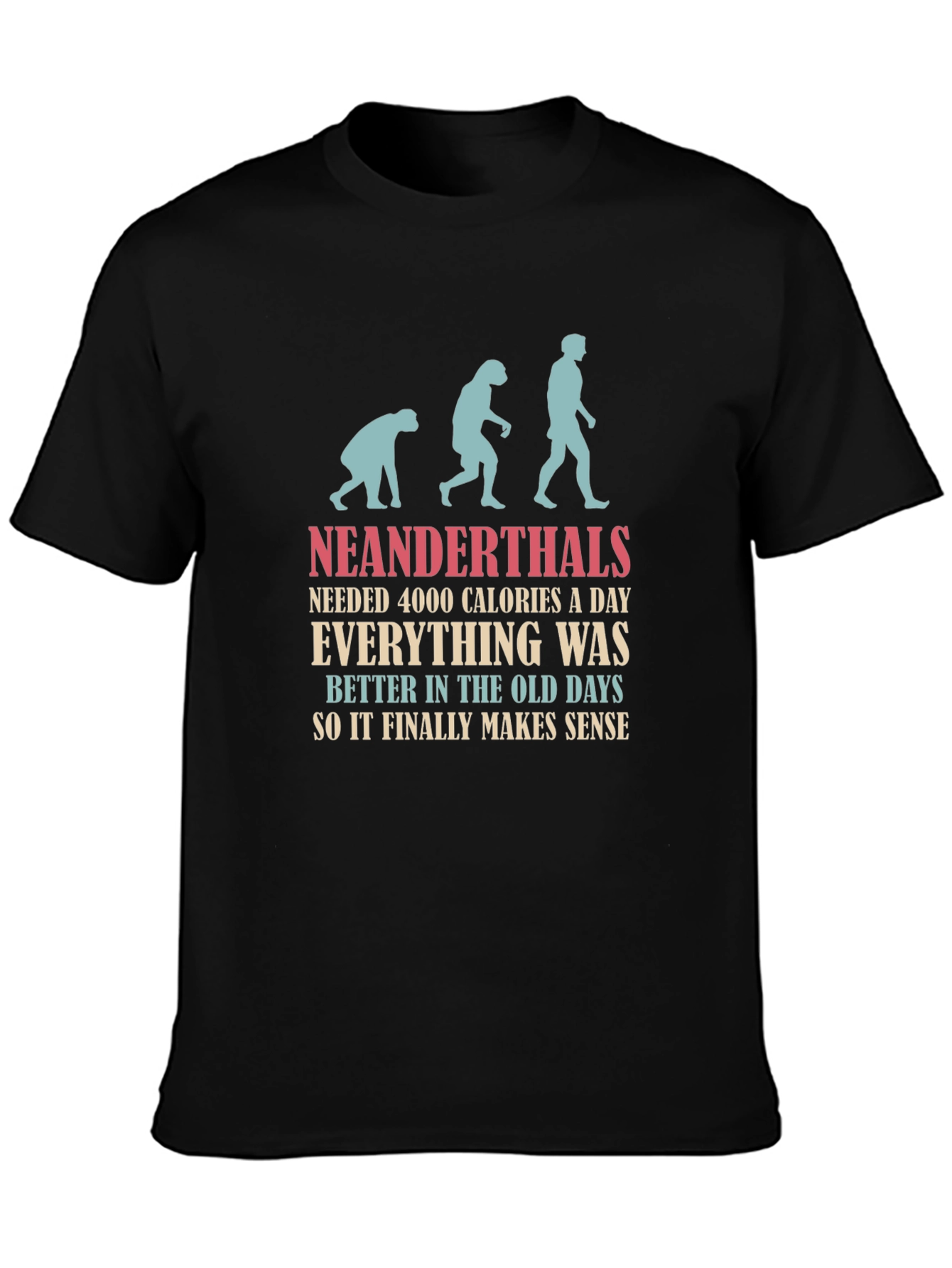 Neanderthal Evolution T-Shirt - Calories & Old Days