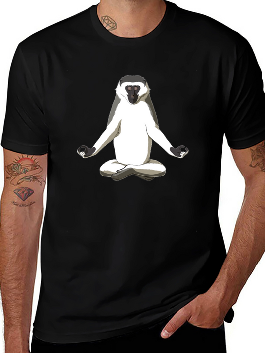Zen Monkey Graphic Tee - Relaxed Fit Black T-Shirt
