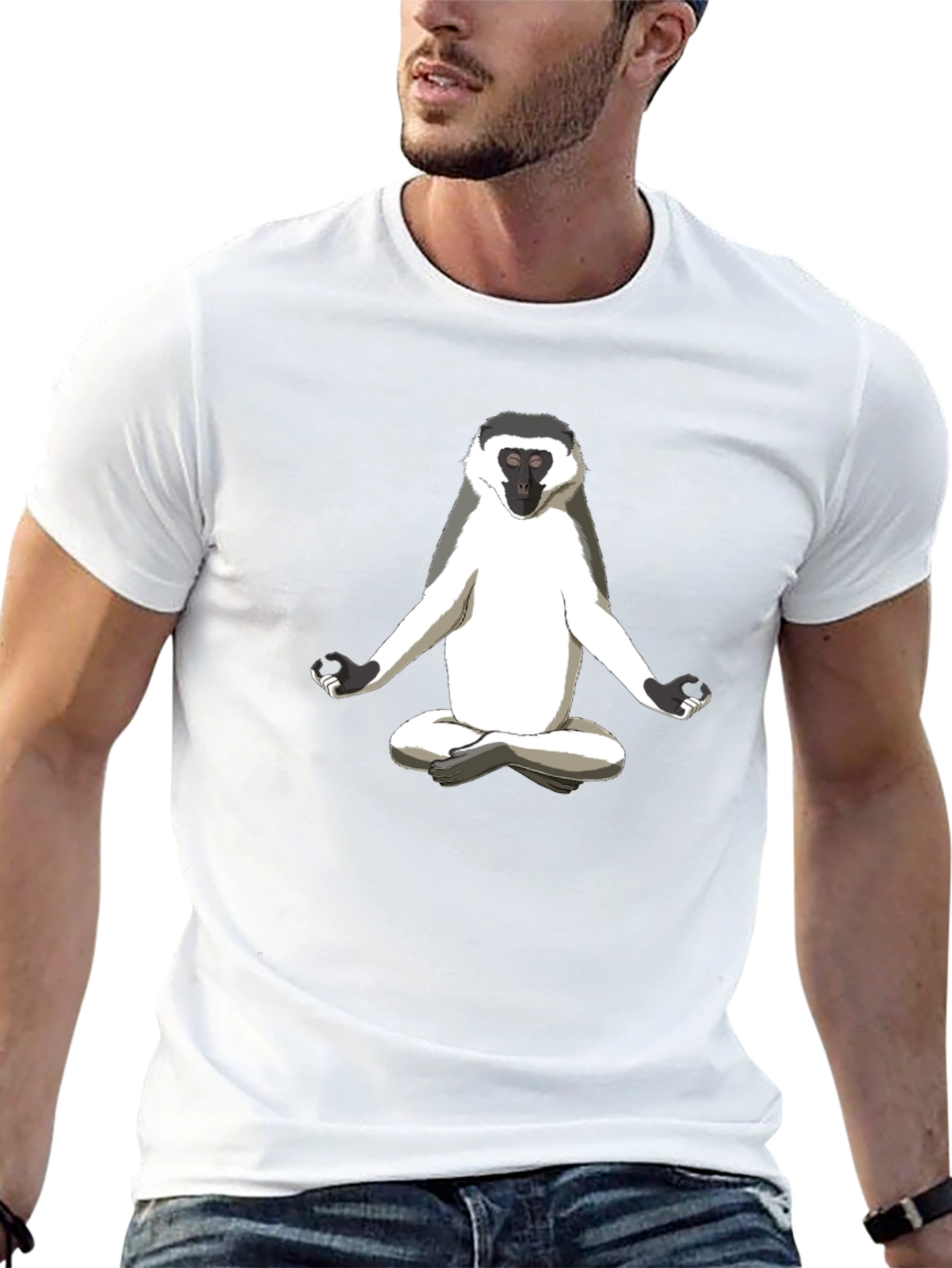 Zen Monkey Graphic Tee - Relaxed Fit Black T-Shirt