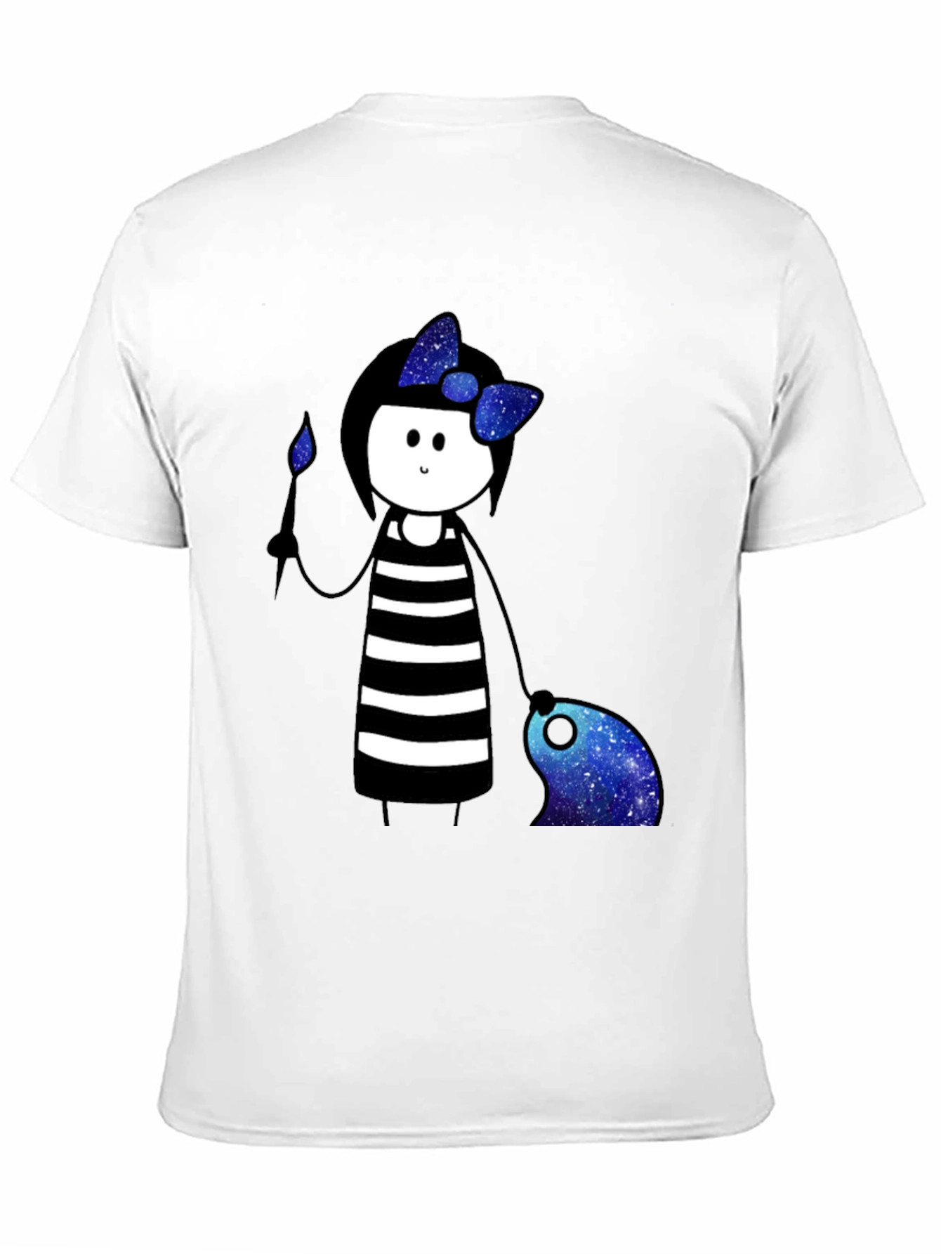Striped Dress Girl Galaxy T-Shirt