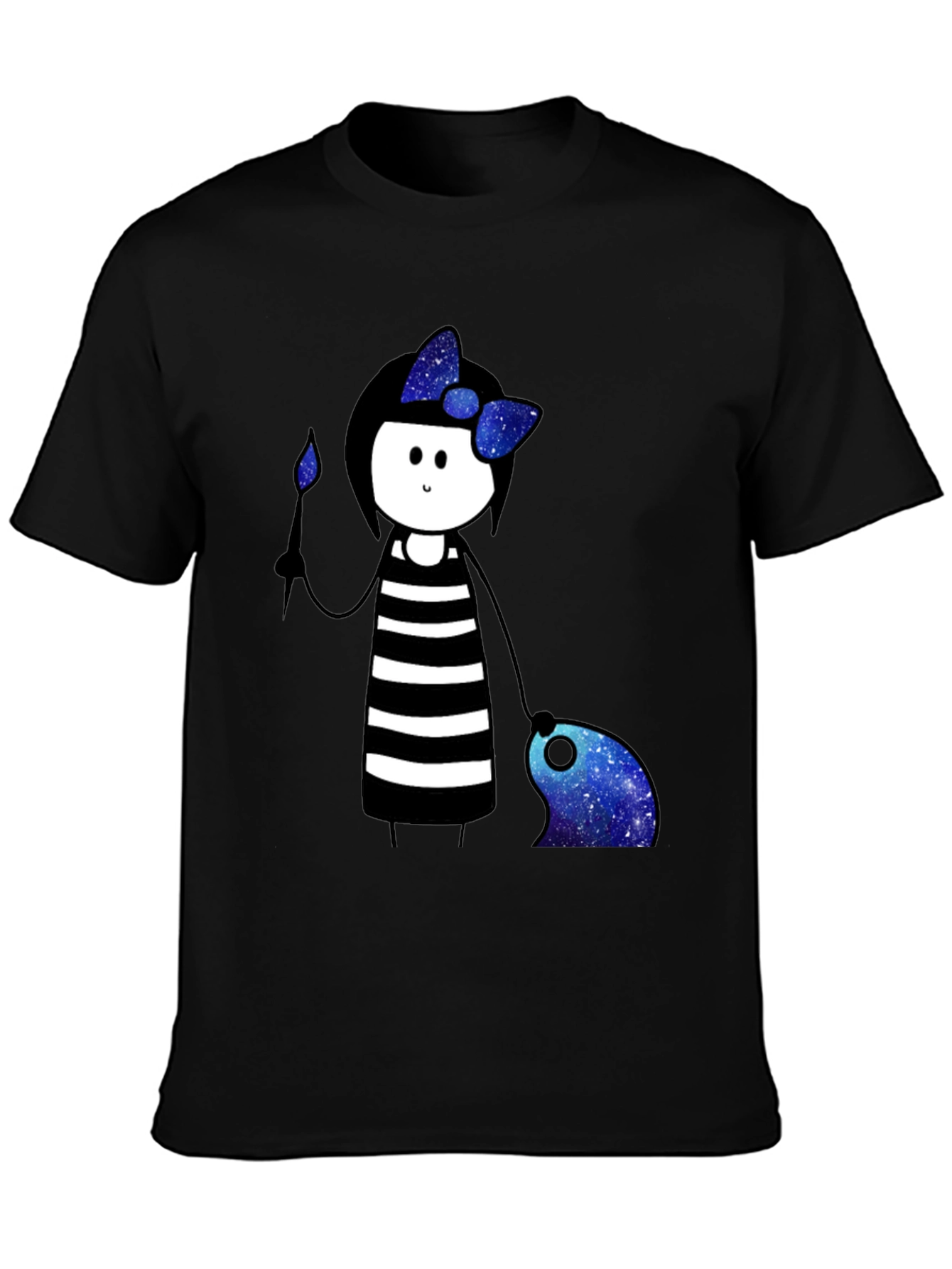 Striped Dress Girl Galaxy T-Shirt