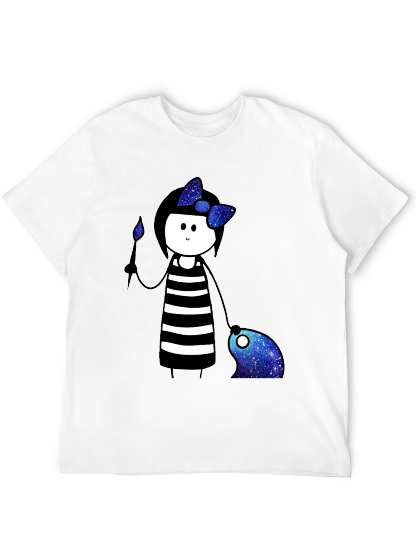 Striped Dress Girl Galaxy T-Shirt