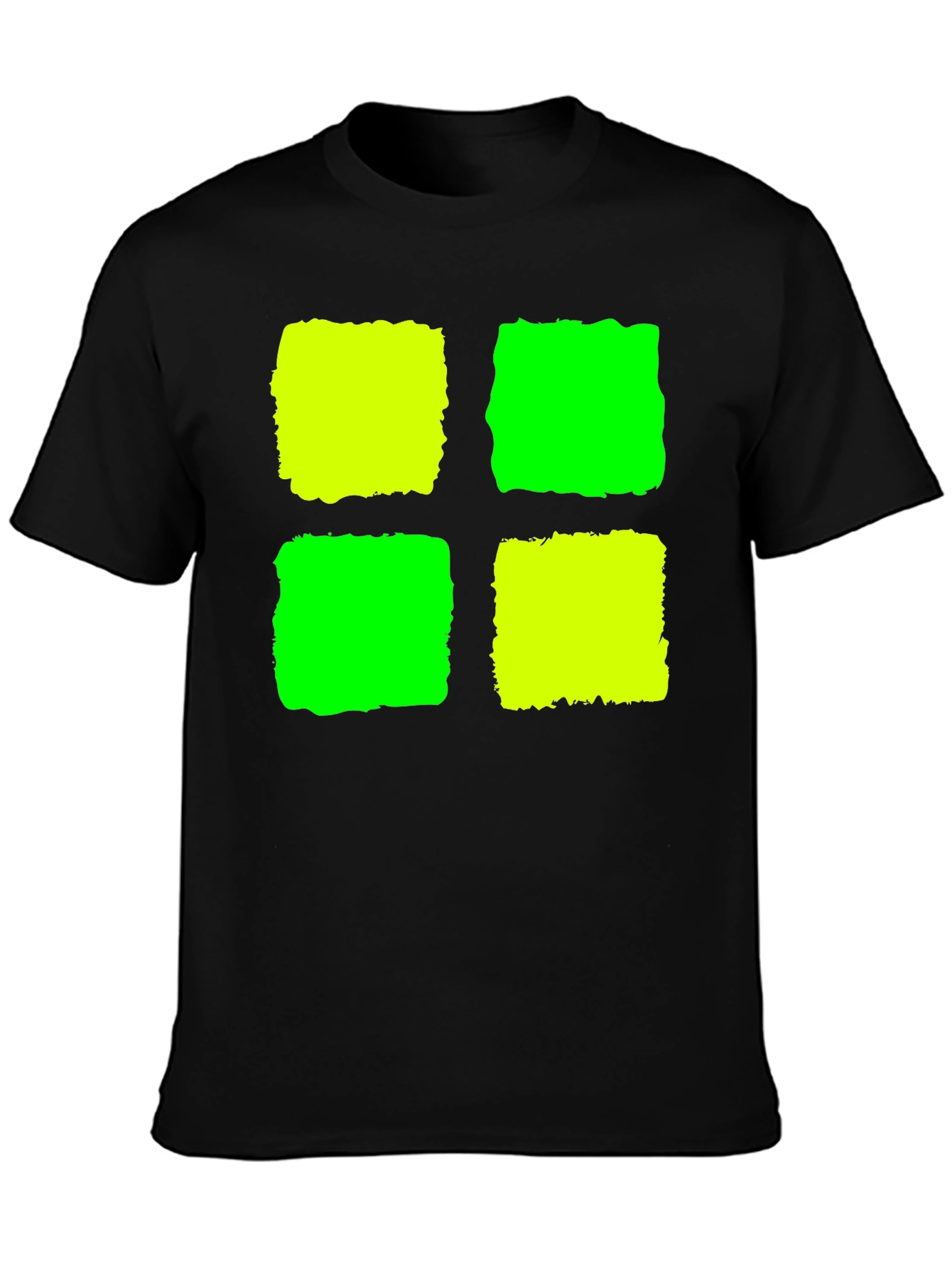 Abstract Geometric Graphic Tee - Black Cotton Blend Shirt