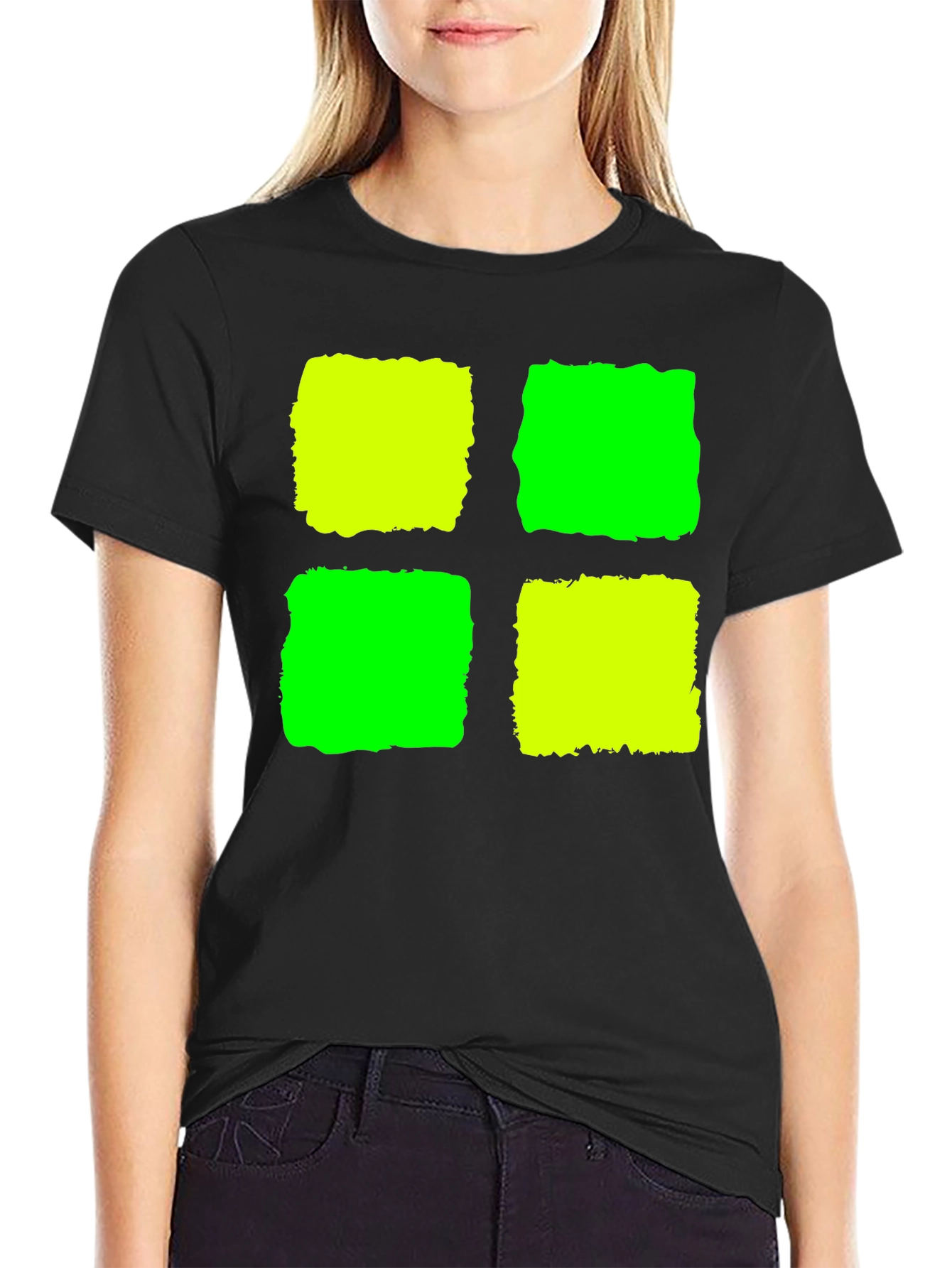 Abstract Geometric Graphic Tee - Black Cotton Blend Shirt