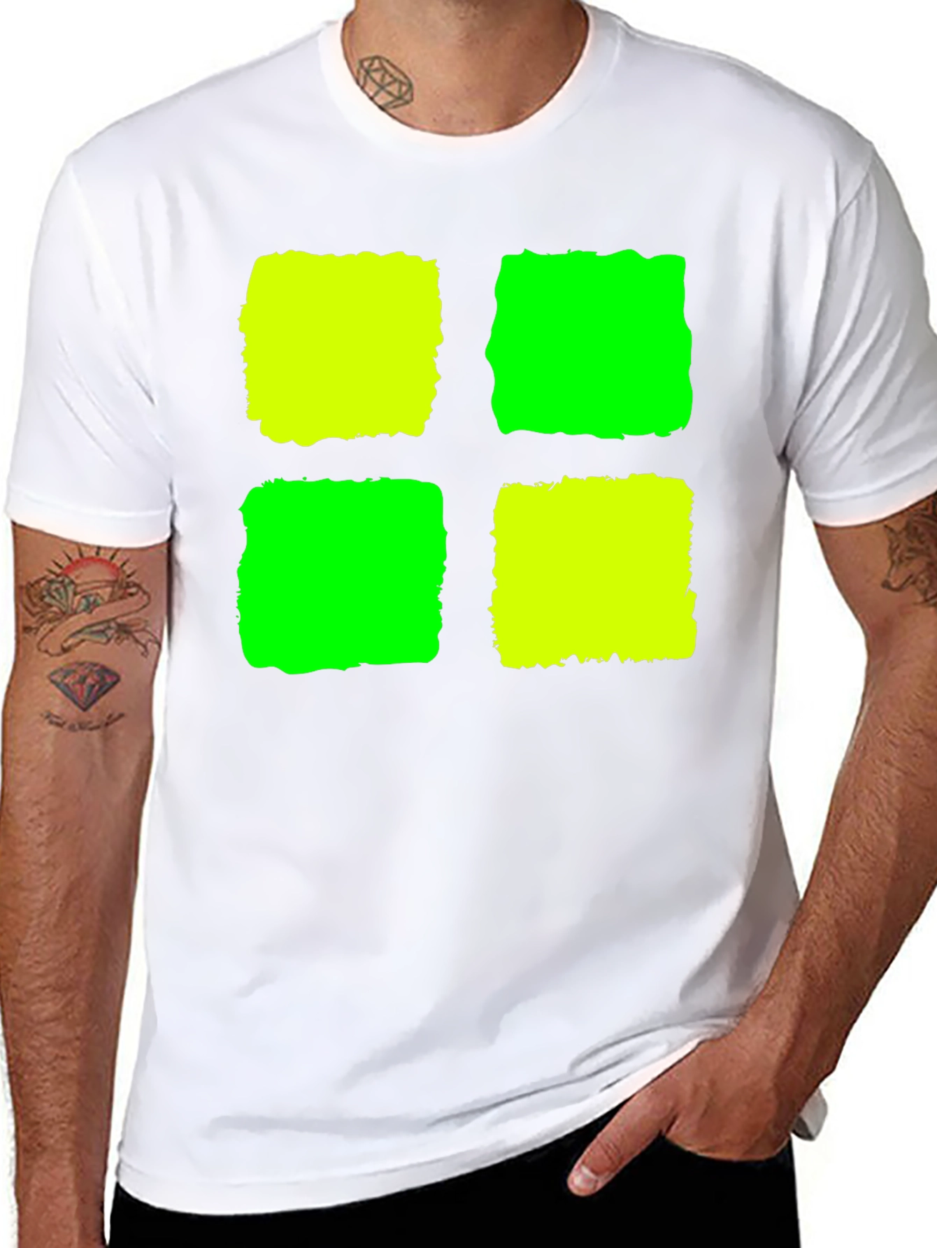 Abstract Geometric Graphic Tee - Black Cotton Blend Shirt