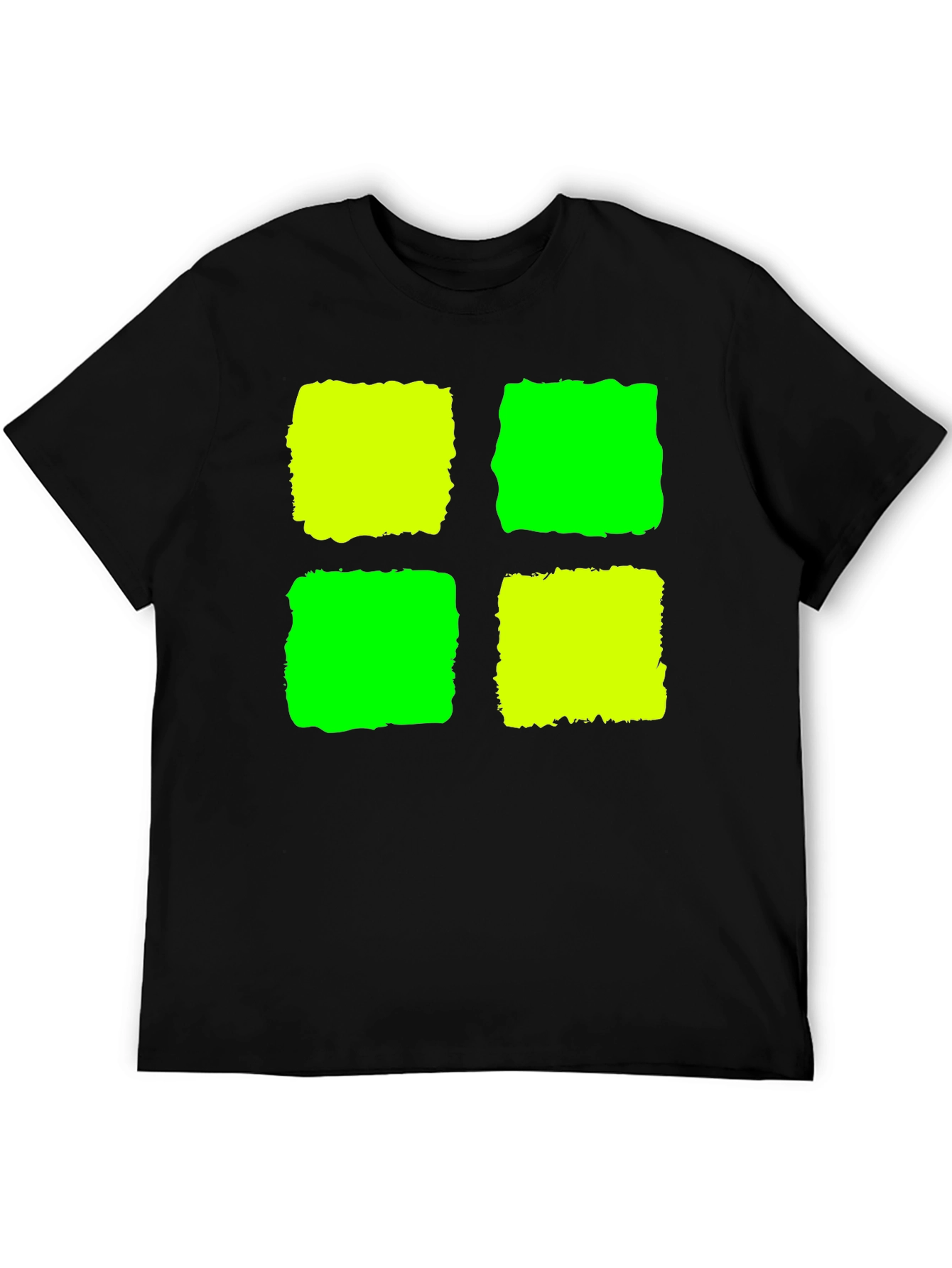 Abstract Geometric Graphic Tee - Black Cotton Blend Shirt