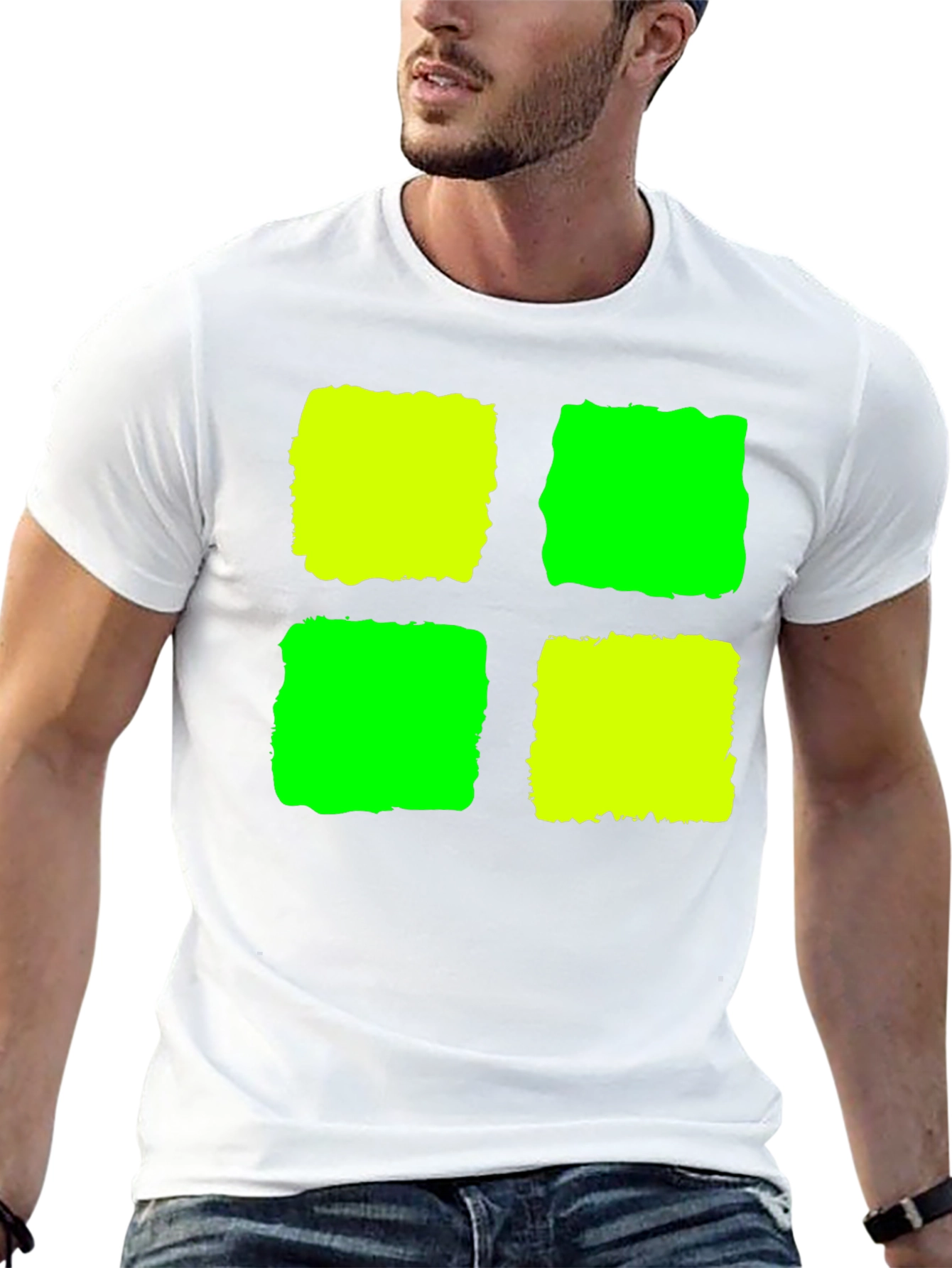 Abstract Geometric Graphic Tee - Black Cotton Blend Shirt