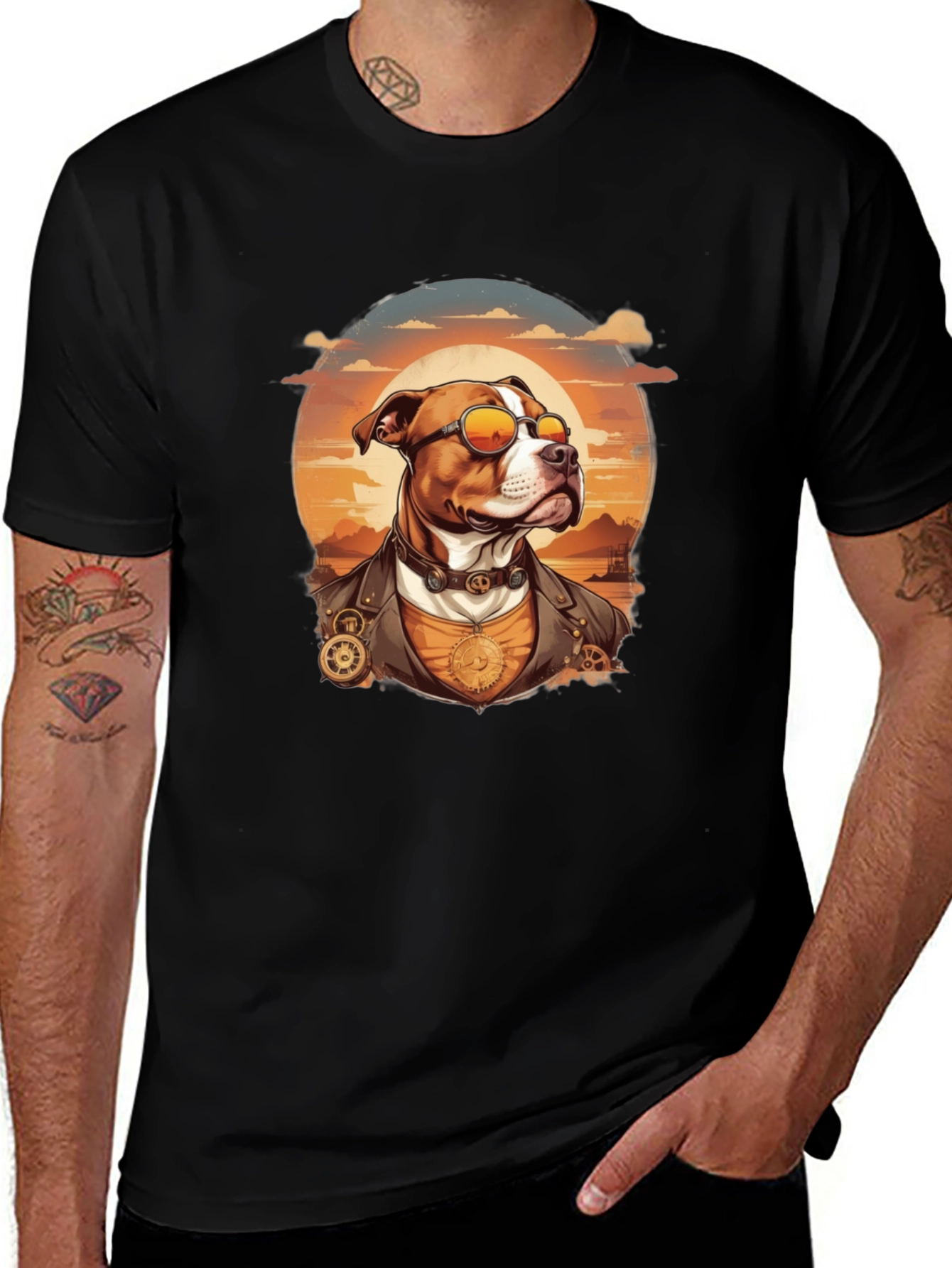 Steampunk Dog Portrait T-Shirt