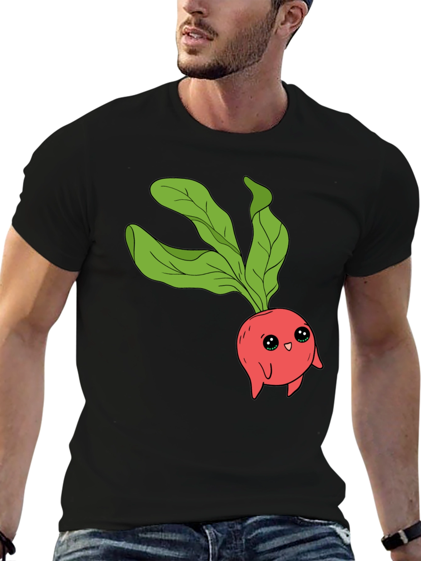Cute Radish Graphic T-Shirt - Unisex Black Tee