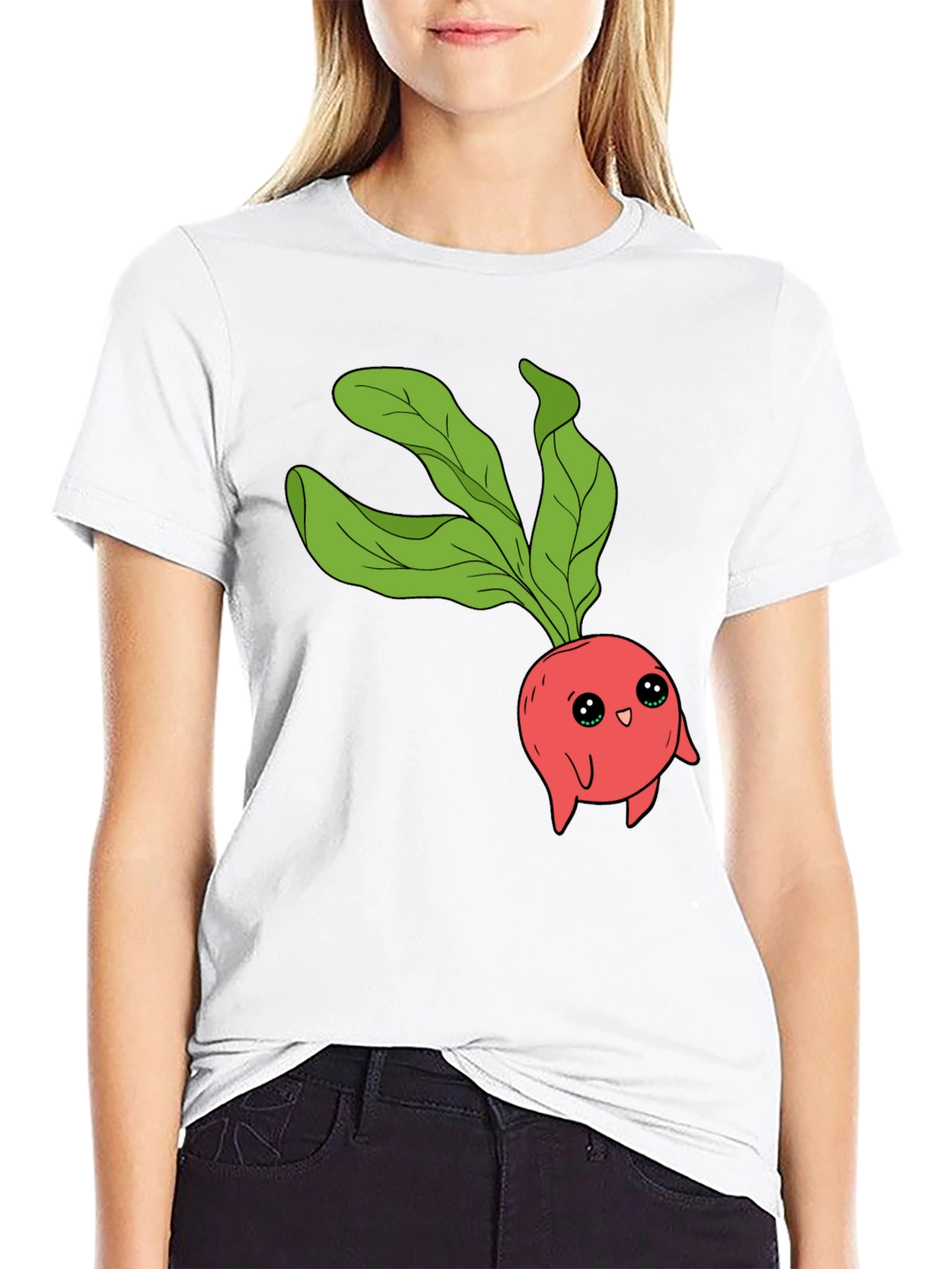 Cute Radish Graphic T-Shirt - Unisex Black Tee