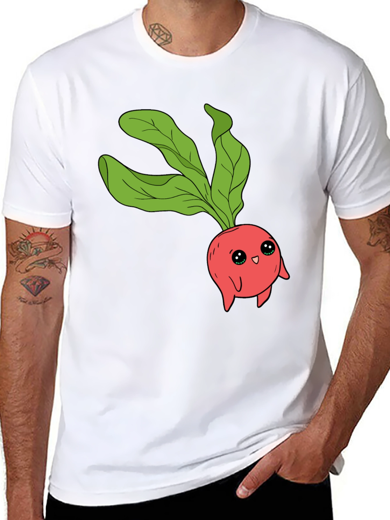 Cute Radish Graphic T-Shirt - Unisex Black Tee