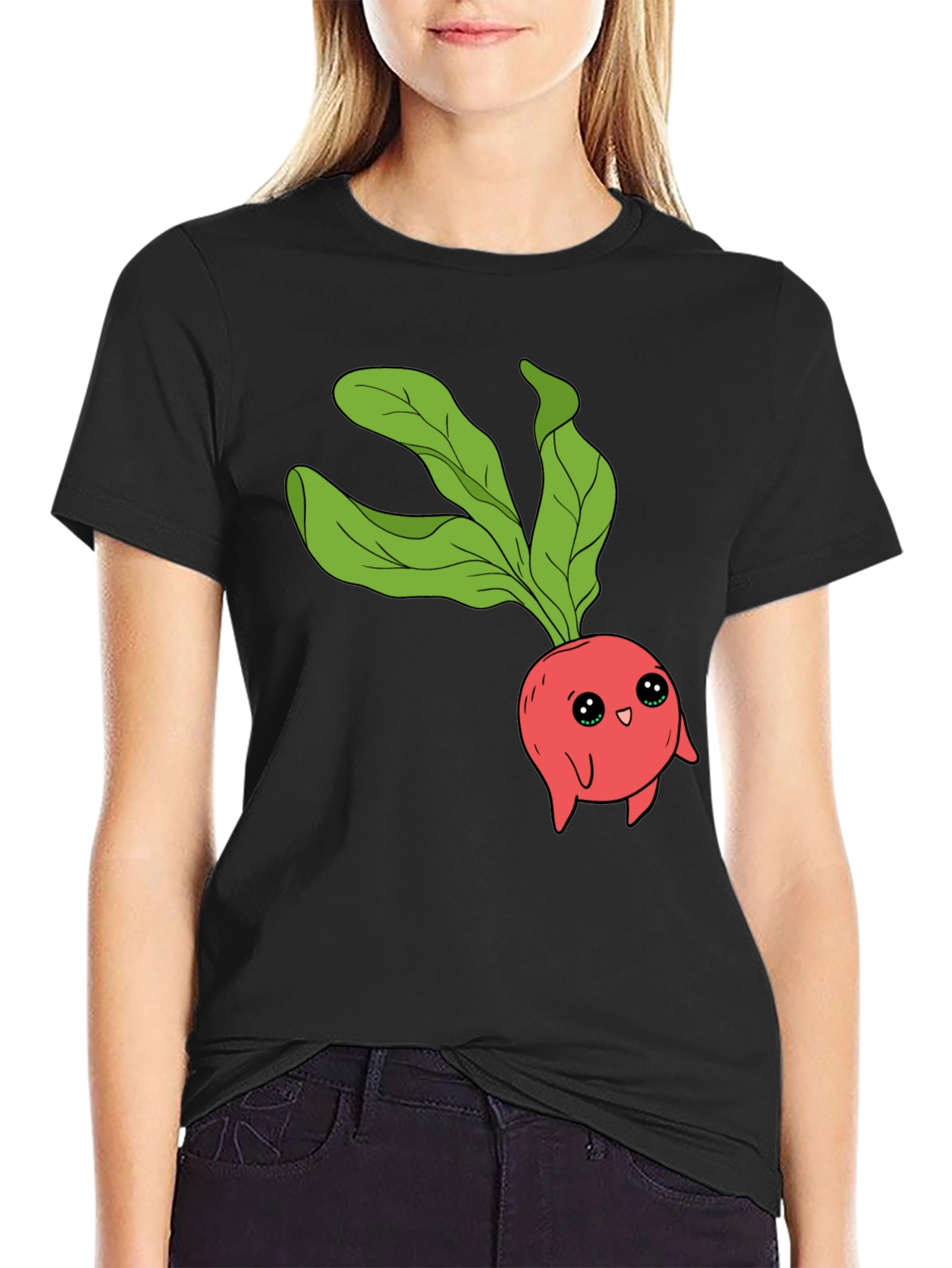 Cute Radish Graphic T-Shirt - Unisex Black Tee