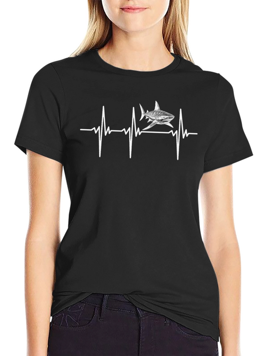 Shark Heartbeat Graphic Tee - Mens Black T-Shirt