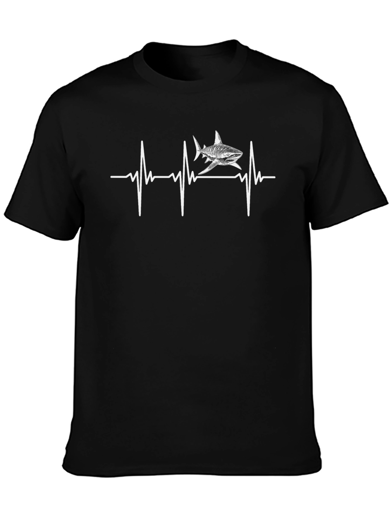 Shark Heartbeat Graphic Tee - Mens Black T-Shirt