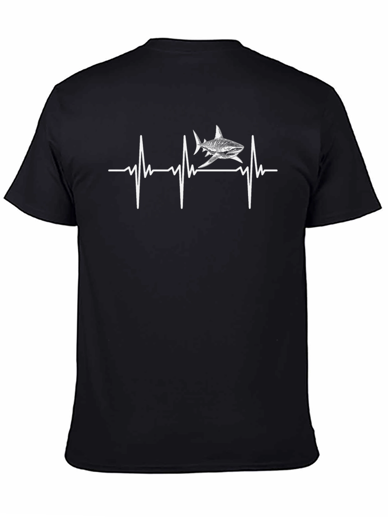 Shark Heartbeat Graphic Tee - Mens Black T-Shirt