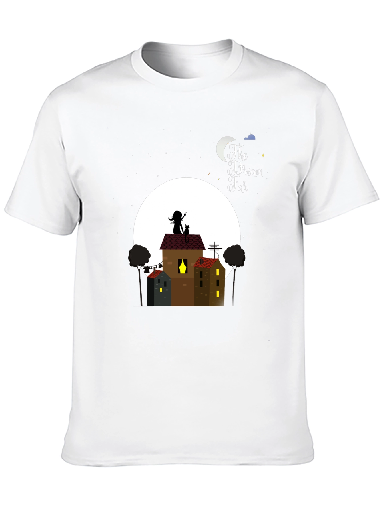 Dream Far T-Shirt - Nighttime Rooftop Design