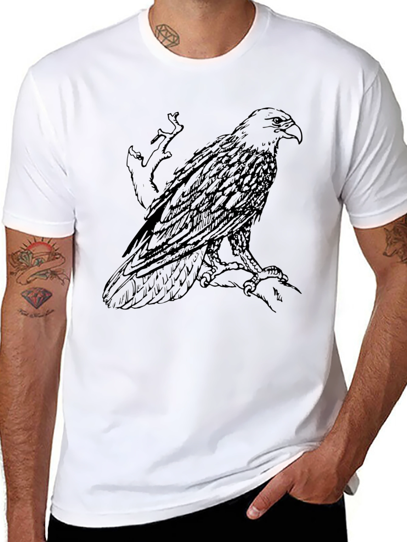 Mens Black Eagle Graphic T-Shirt