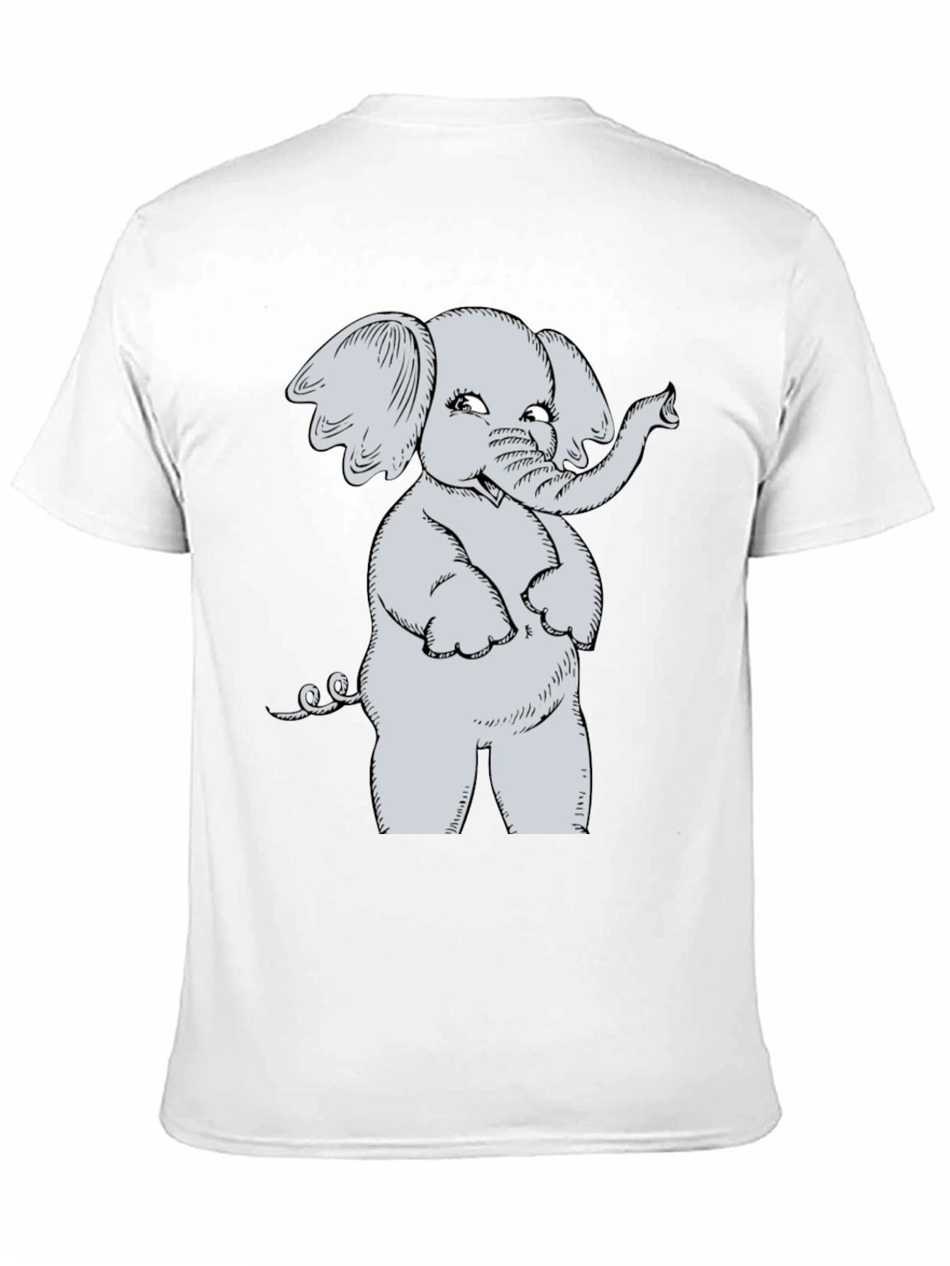 Cute Elephant Cartoon Black T-Shirt