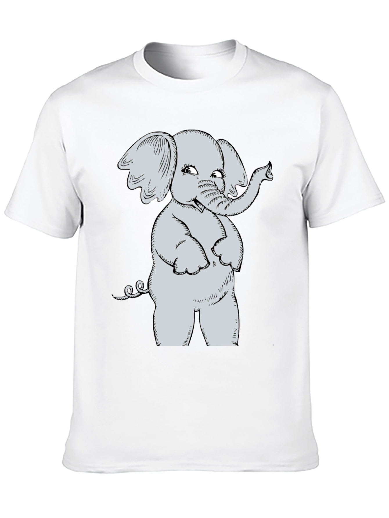 Cute Elephant Cartoon Black T-Shirt
