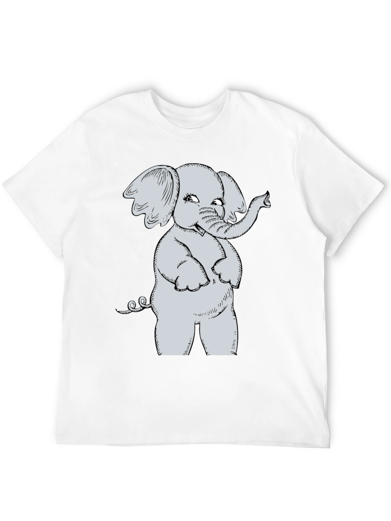 Cute Elephant Cartoon Black T-Shirt
