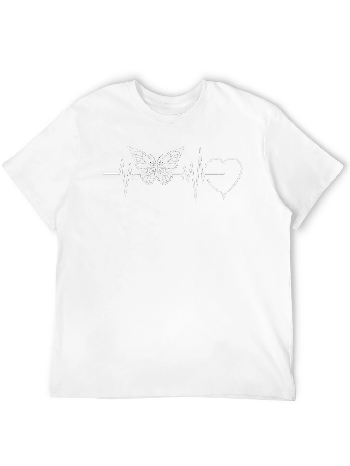 Butterfly Heartbeat Graphic Tee - Black Cotton T-Shirt