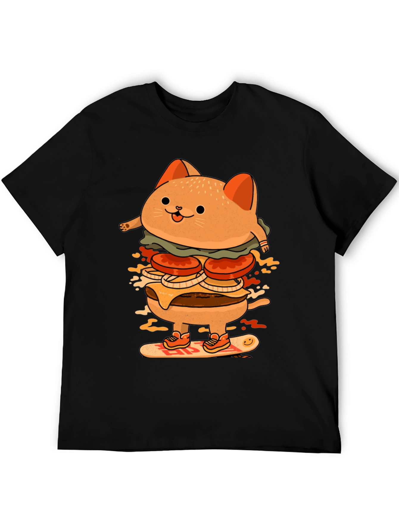 Burger Cat Skateboard Graphic T-Shirt