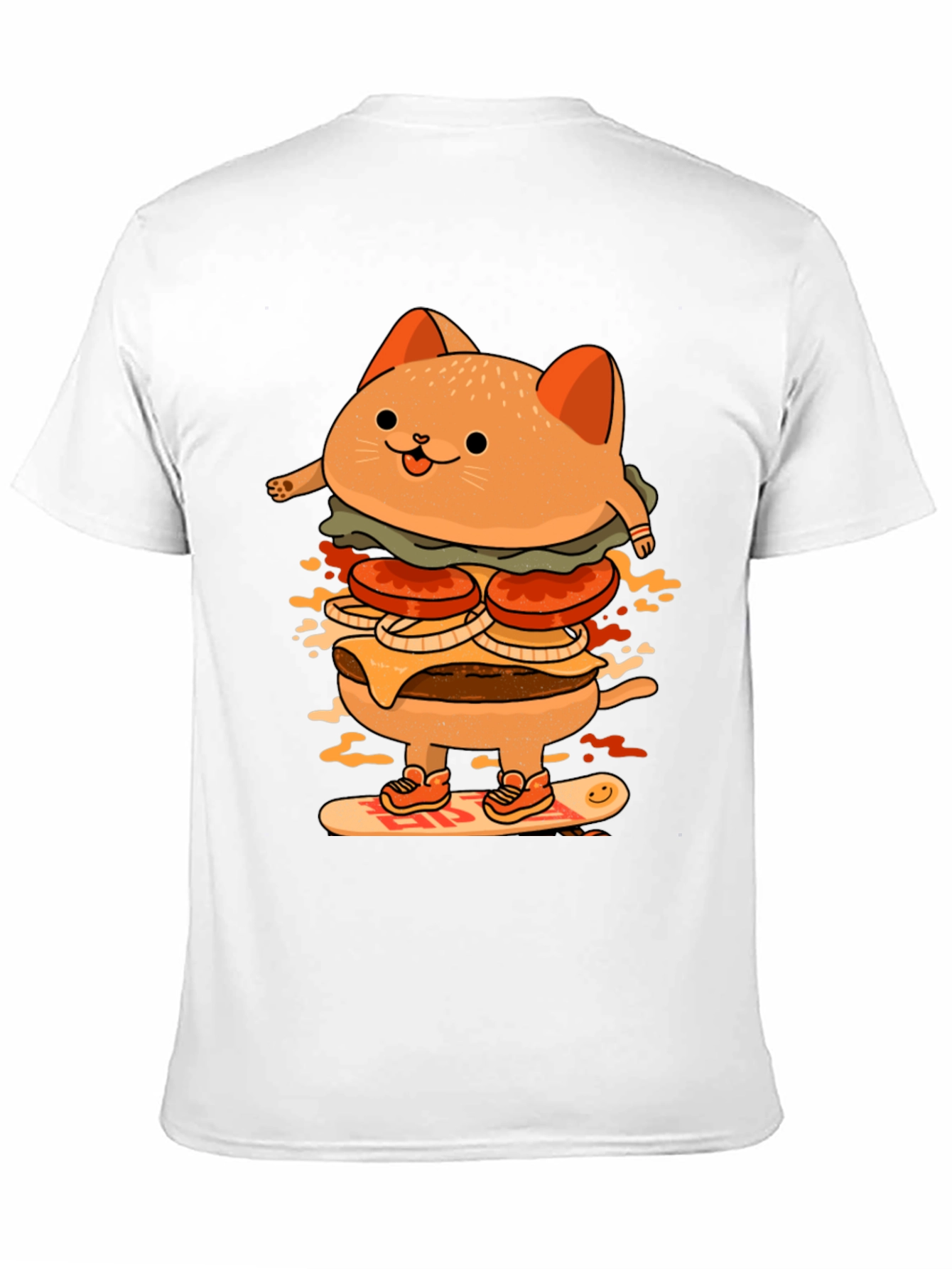 Burger Cat Skateboard Graphic T-Shirt