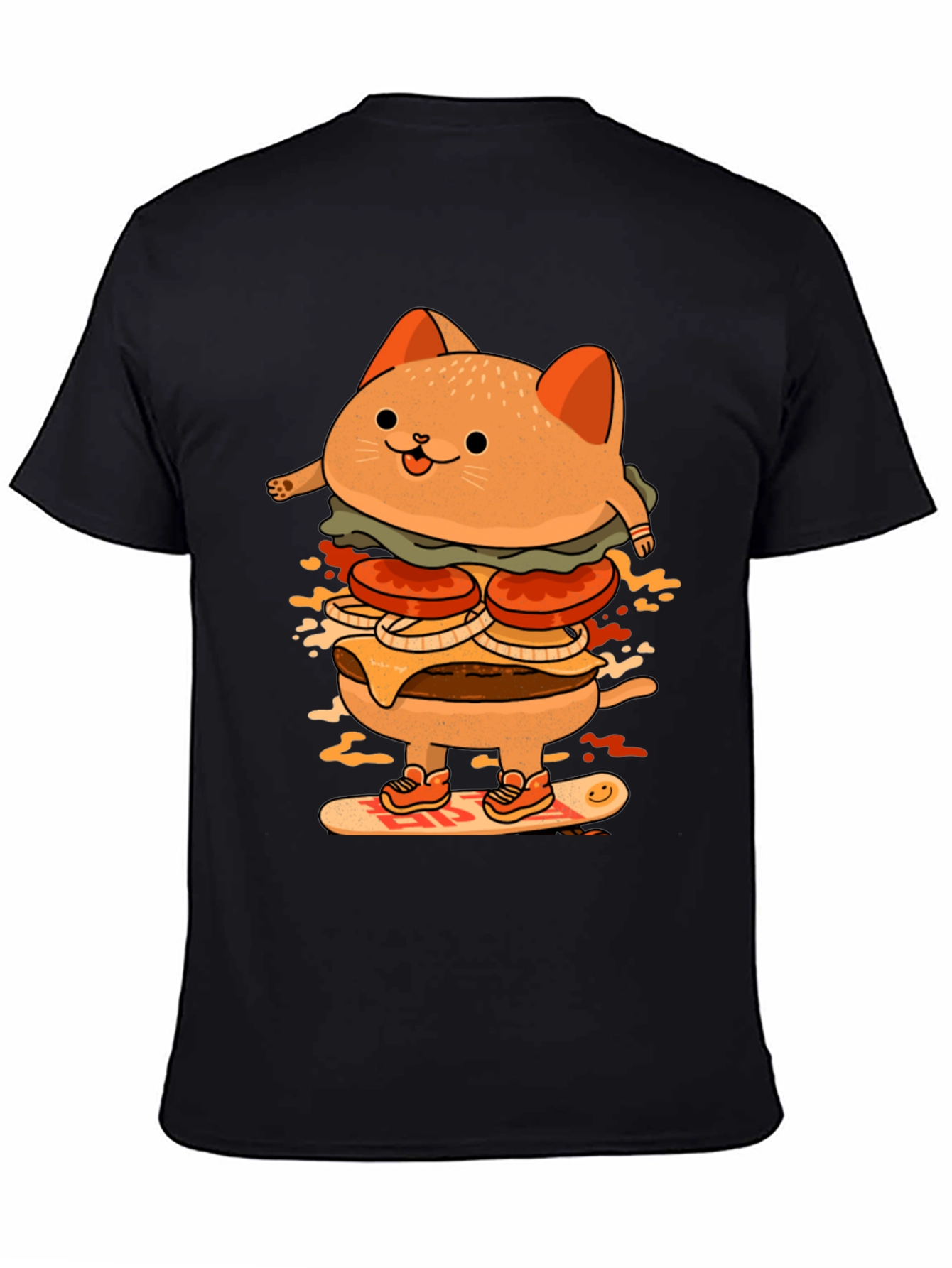 Burger Cat Skateboard Graphic T-Shirt
