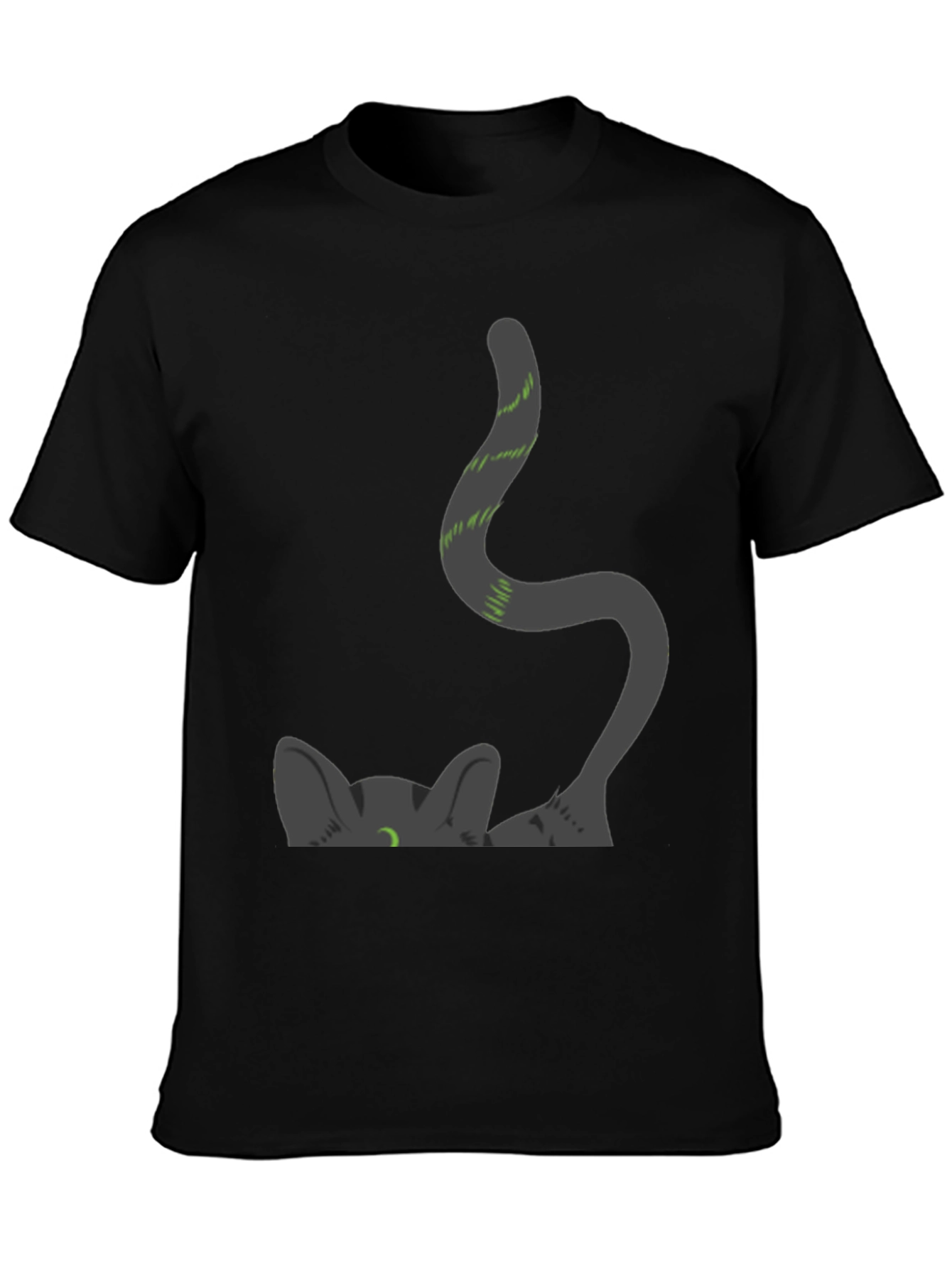 Sneaky Cat Graphic Tee - Black Cotton