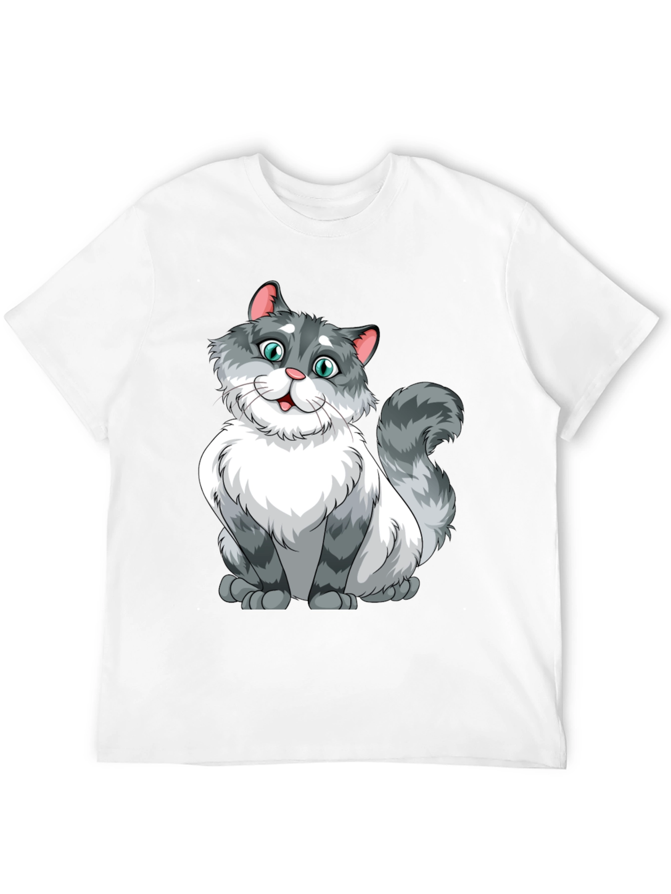 Cartoon Cat Graphic Black T-Shirt