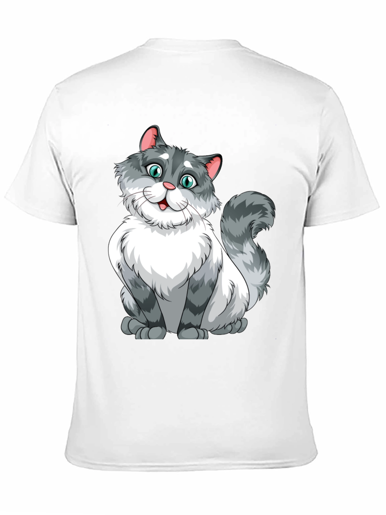 Cartoon Cat Graphic Black T-Shirt