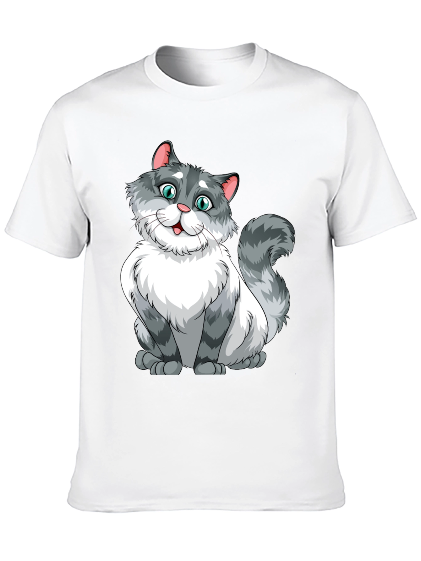 Cartoon Cat Graphic Black T-Shirt