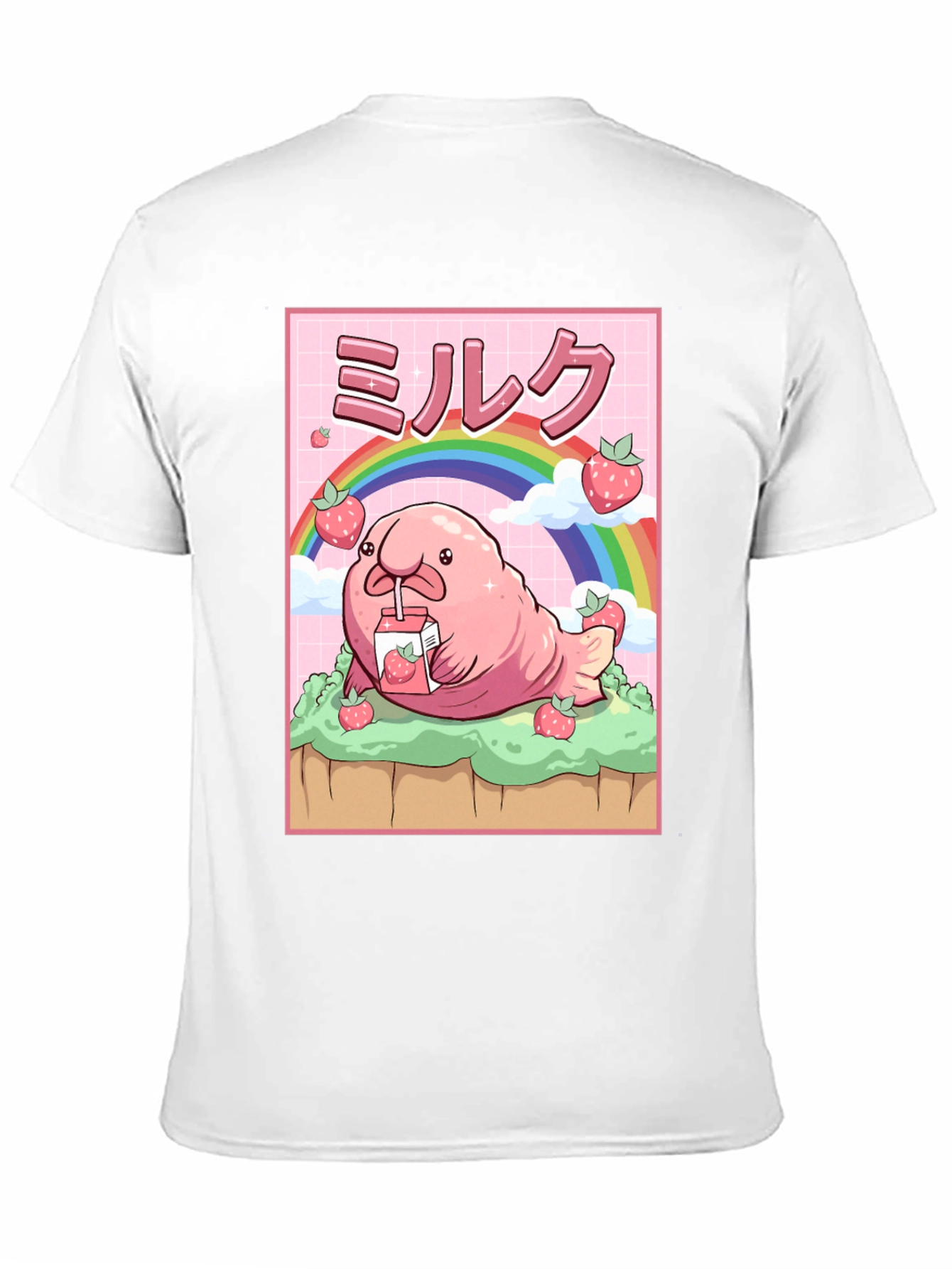Kawaii Blobfish Strawberry Milk T-Shirt