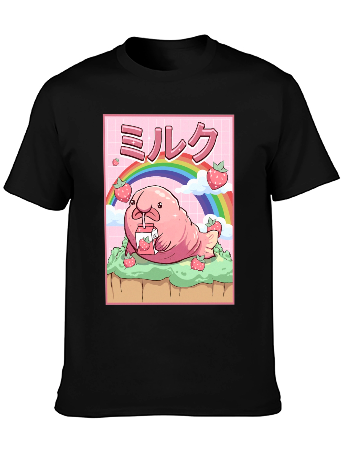 Kawaii Blobfish Strawberry Milk T-Shirt