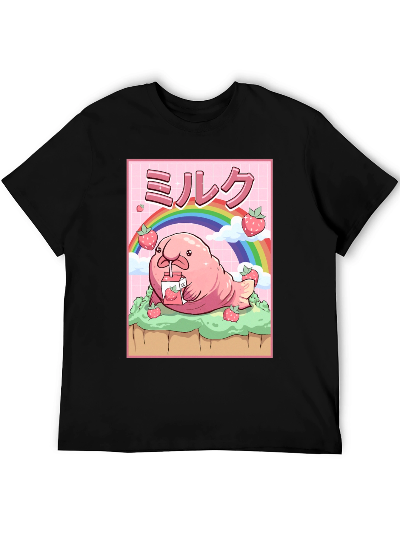 Kawaii Blobfish Strawberry Milk T-Shirt