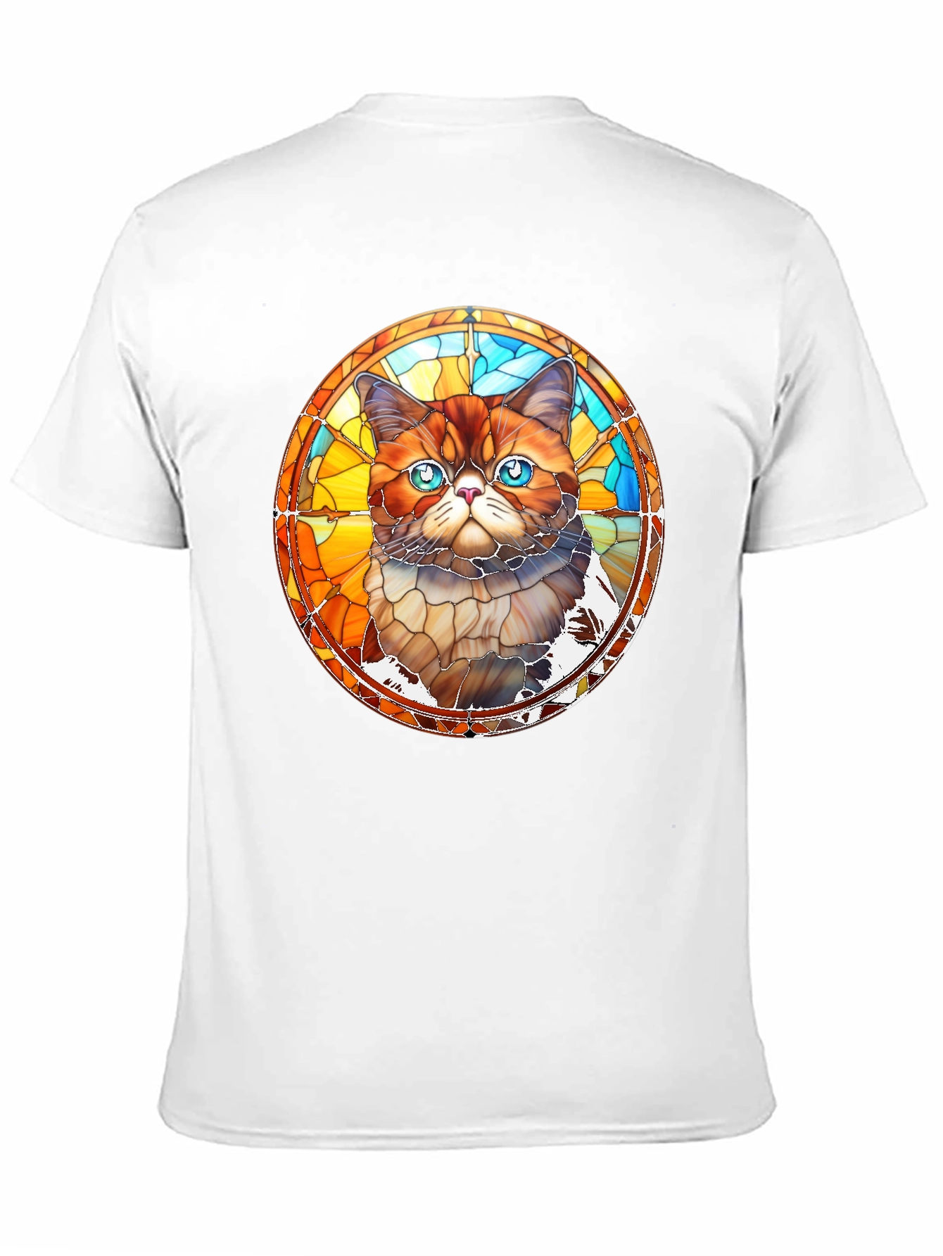 Stained Glass Cat Graphic Black T-Shirt