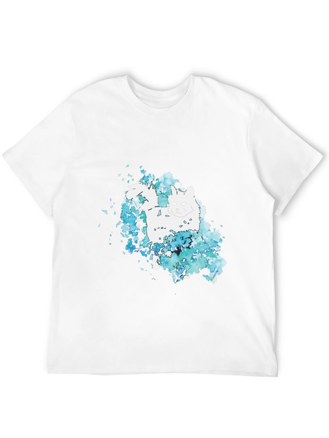 Cat Watercolor Black T-Shirt